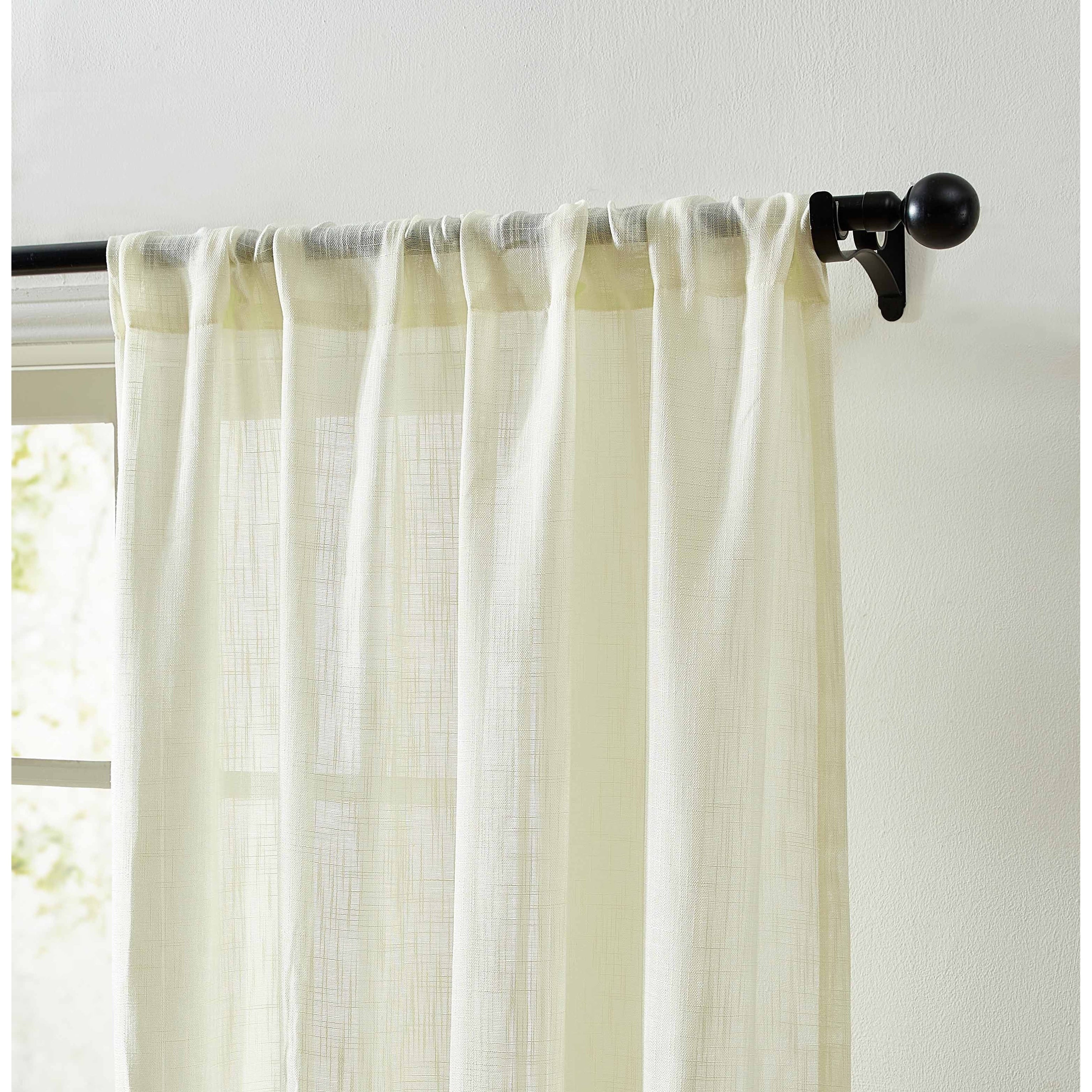 HLC.me Linda Faux Linen Textured Semi Sheer Privacy Sun Light Filtering Window Rod Pocket Curtains Panels, 2 Panel