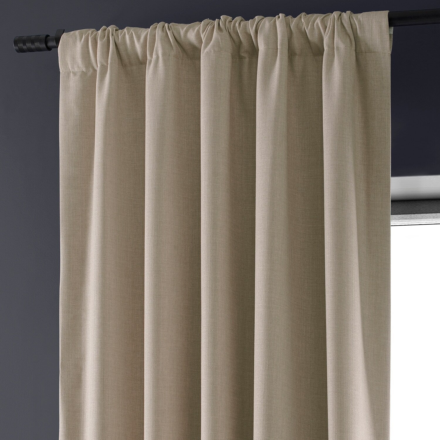 Exclusive Fabrics Faux Linen 100% Blackout Curtains Heat and Light Blocking - (1 Panel)