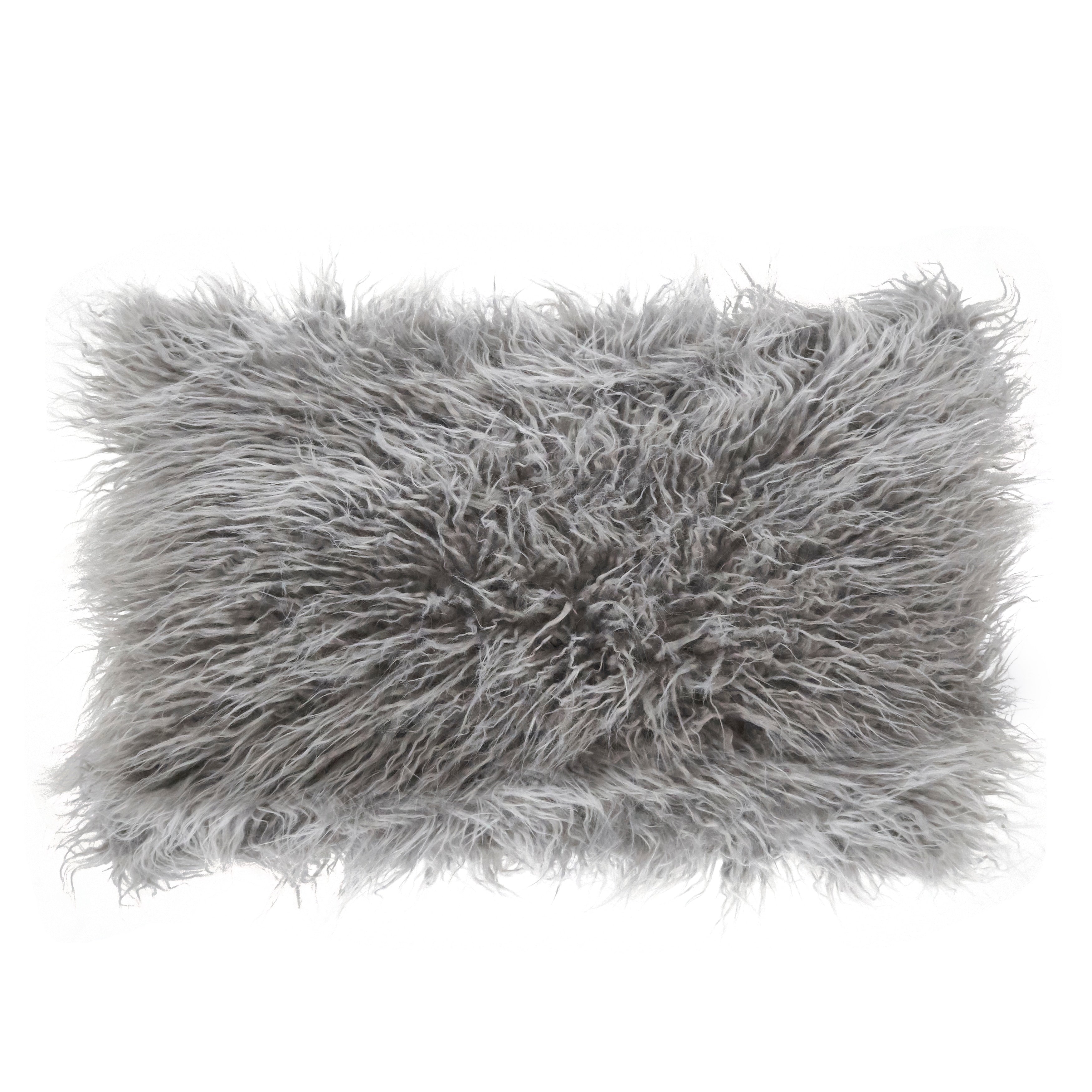 Mongolian Shaggy Faux Fur Throw Pillow