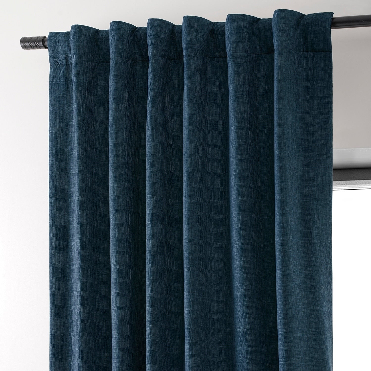 Exclusive Fabrics Faux Linen 100% Blackout Curtains Heat and Light Blocking - (1 Panel)