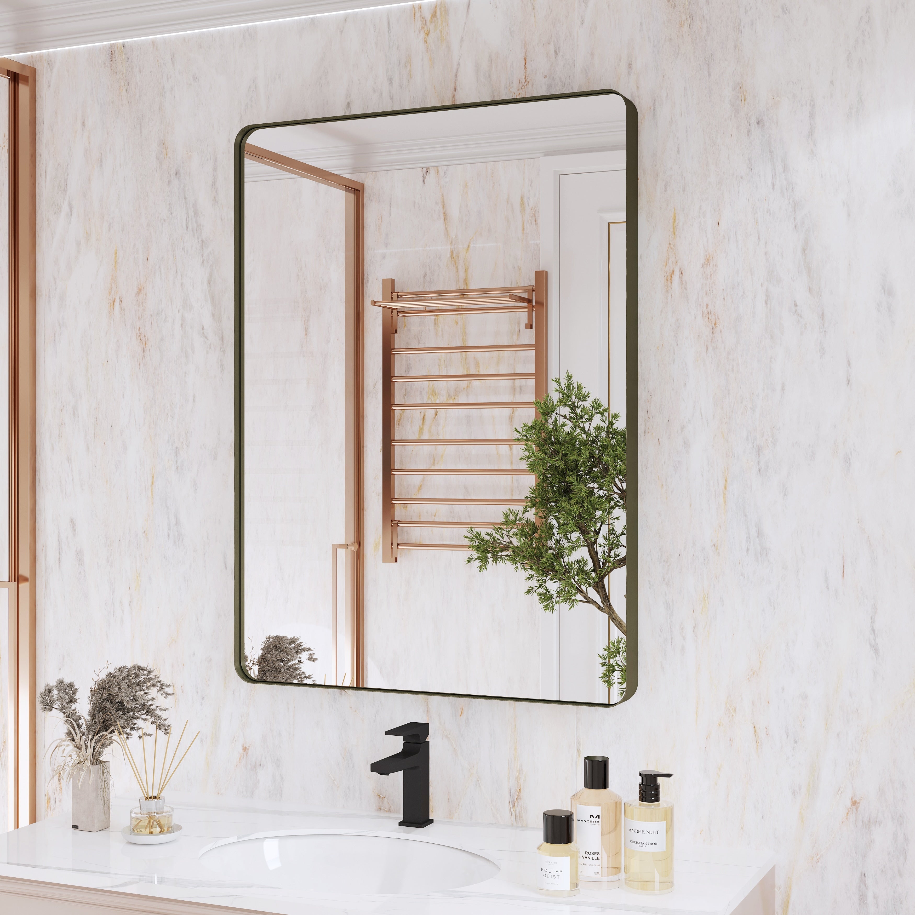 Framed Wall Mounted Bathroom Vanity Mirror