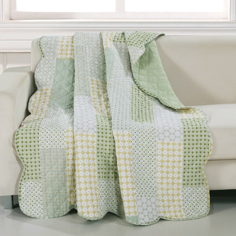 Porch & Den Lebanon Sage Reversible Quilted Throw Blanket