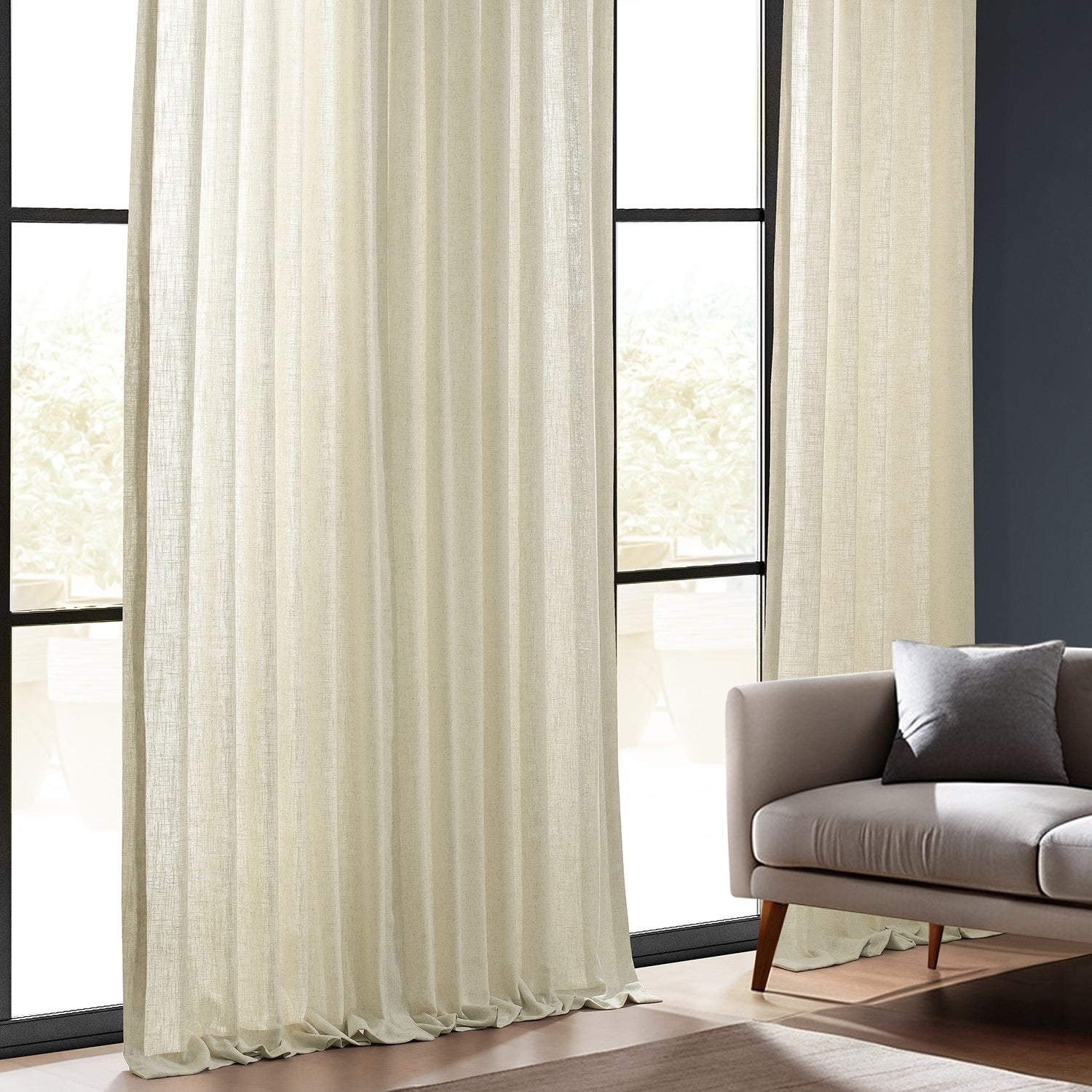 Exclusive Fabrics Heavy Faux Linen Light Filtering Curtains For Bedroom, Living Room (1 Panel)