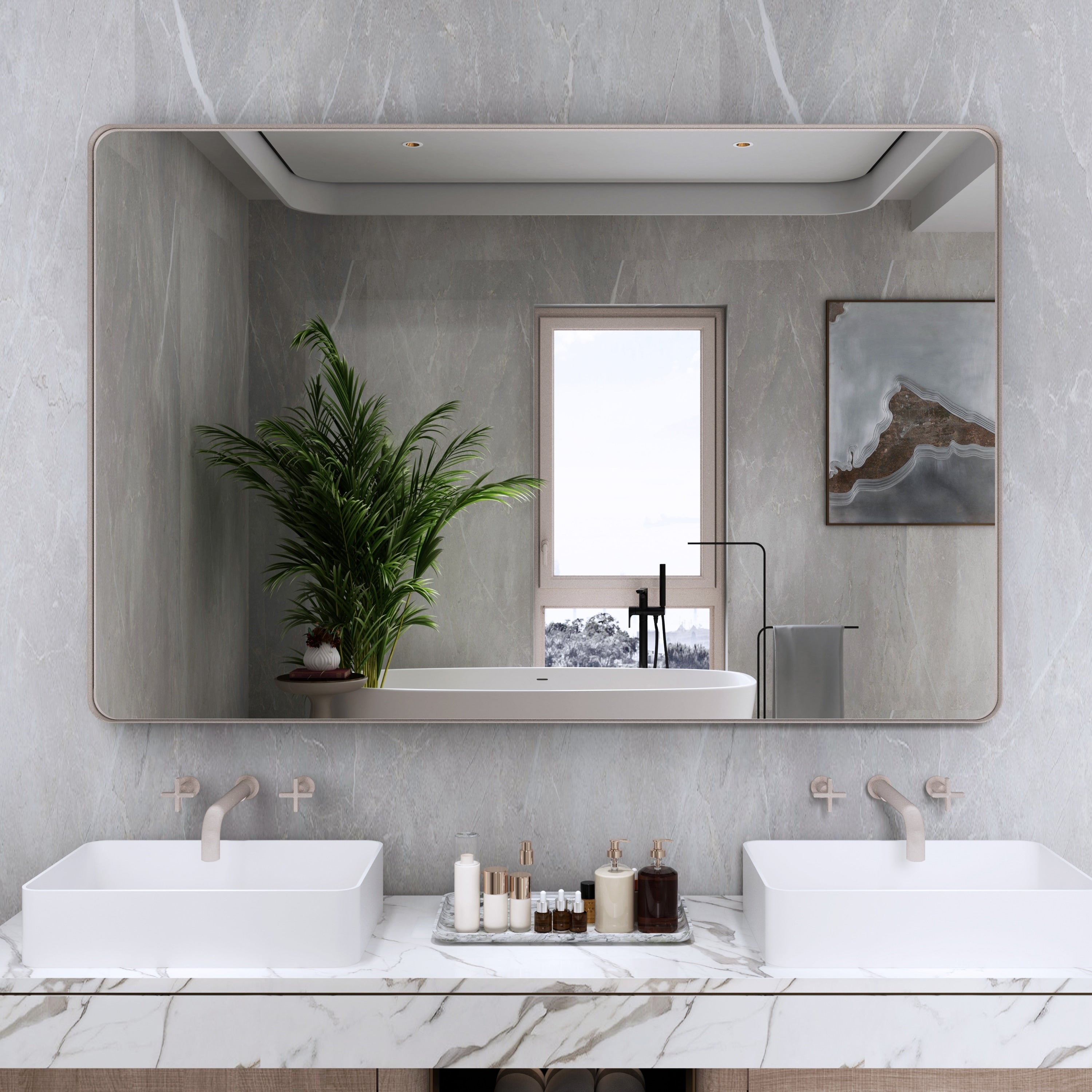 Framed Wall Mounted Bathroom Vanity Mirror