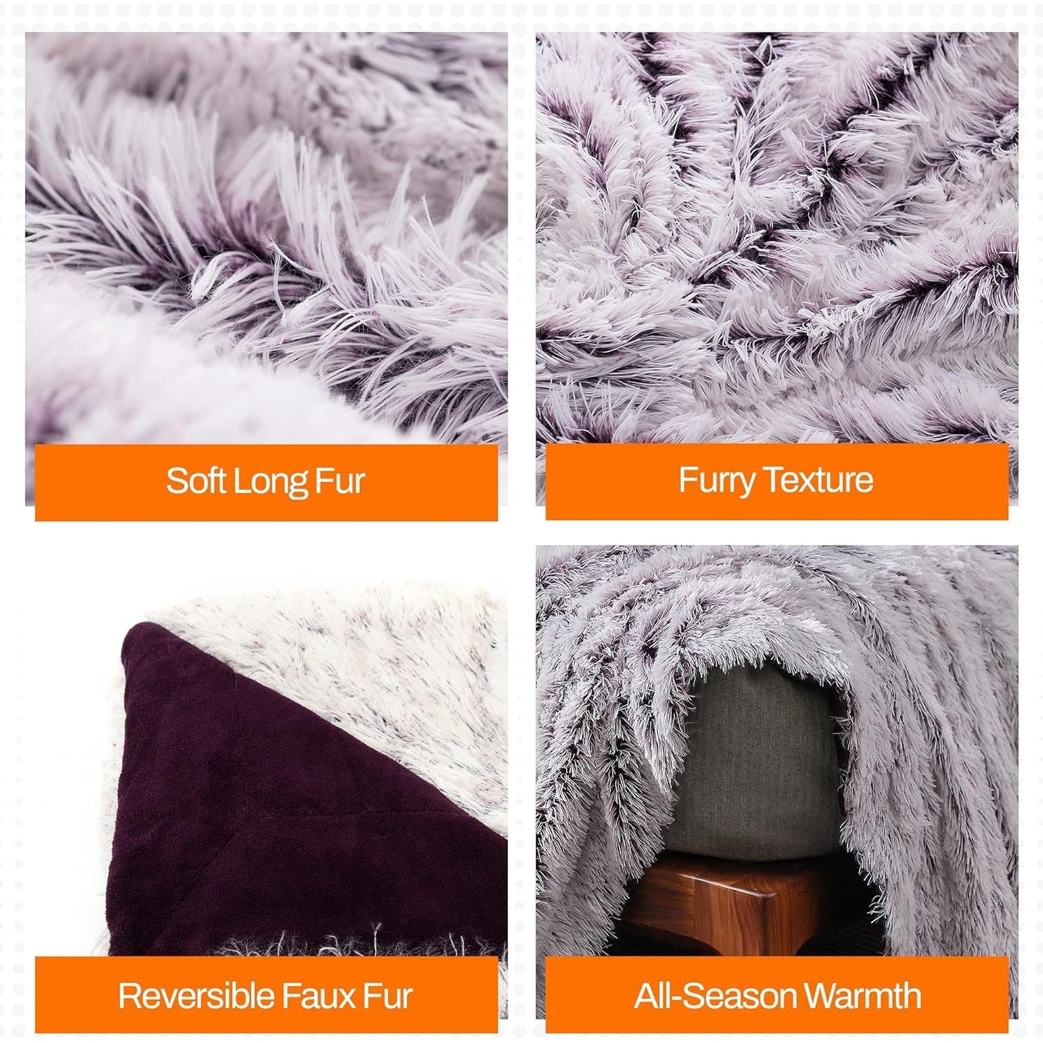 Cheer Collection Reversible Faux Fur Accent Throw Blanket