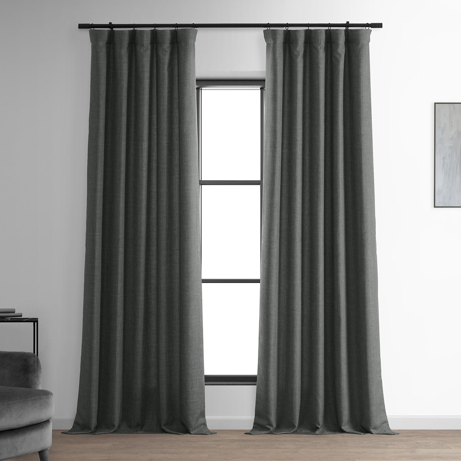 Exclusive Fabrics Italian Faux Linen Room Darkening Curtains for Bedroom & Living Room Curtains - Single Panel Window Curtains