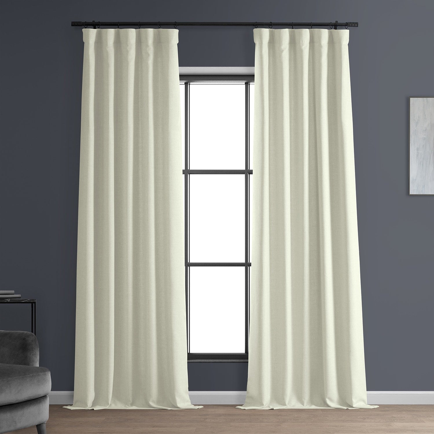 Exclusive Fabrics Italian Faux Linen Room Darkening Curtains for Bedroom & Living Room Curtains - Single Panel Window Curtains