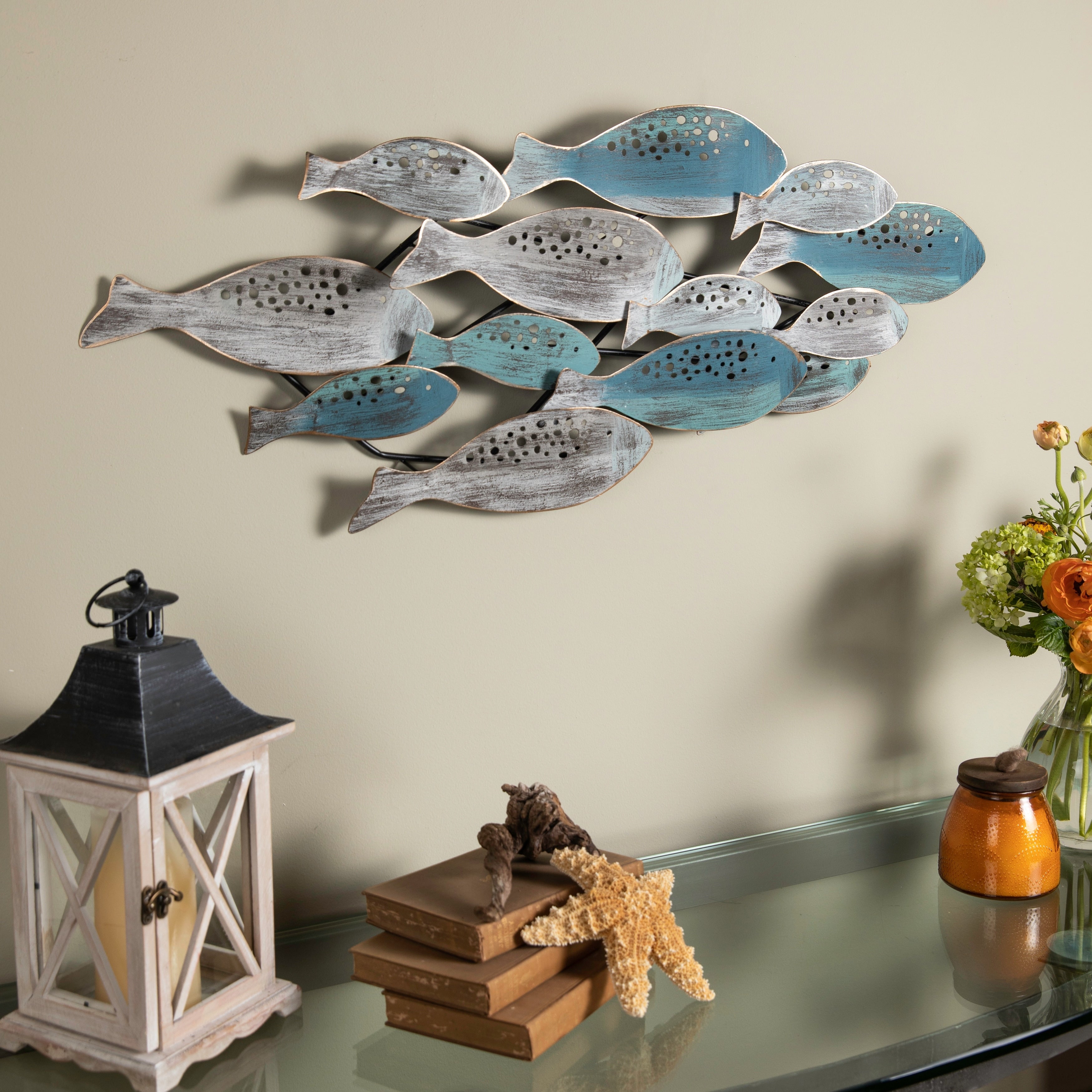 Danya B. School of Fish Modern Coastal Metal Wall Art