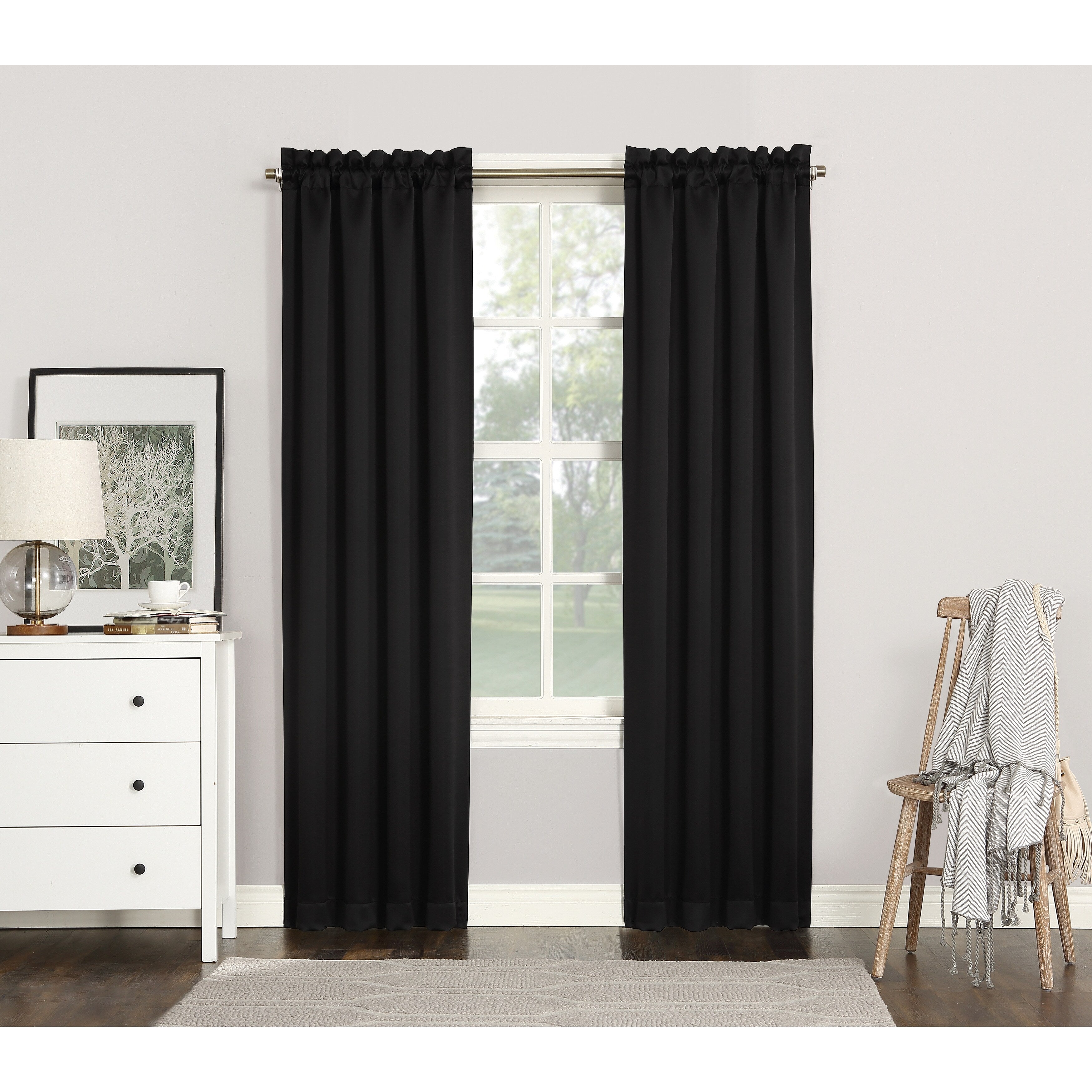 Sun Zero Hayden Energy Saving Blackout Rod Pocket 1-Piece Curtain Panel, Single Panel