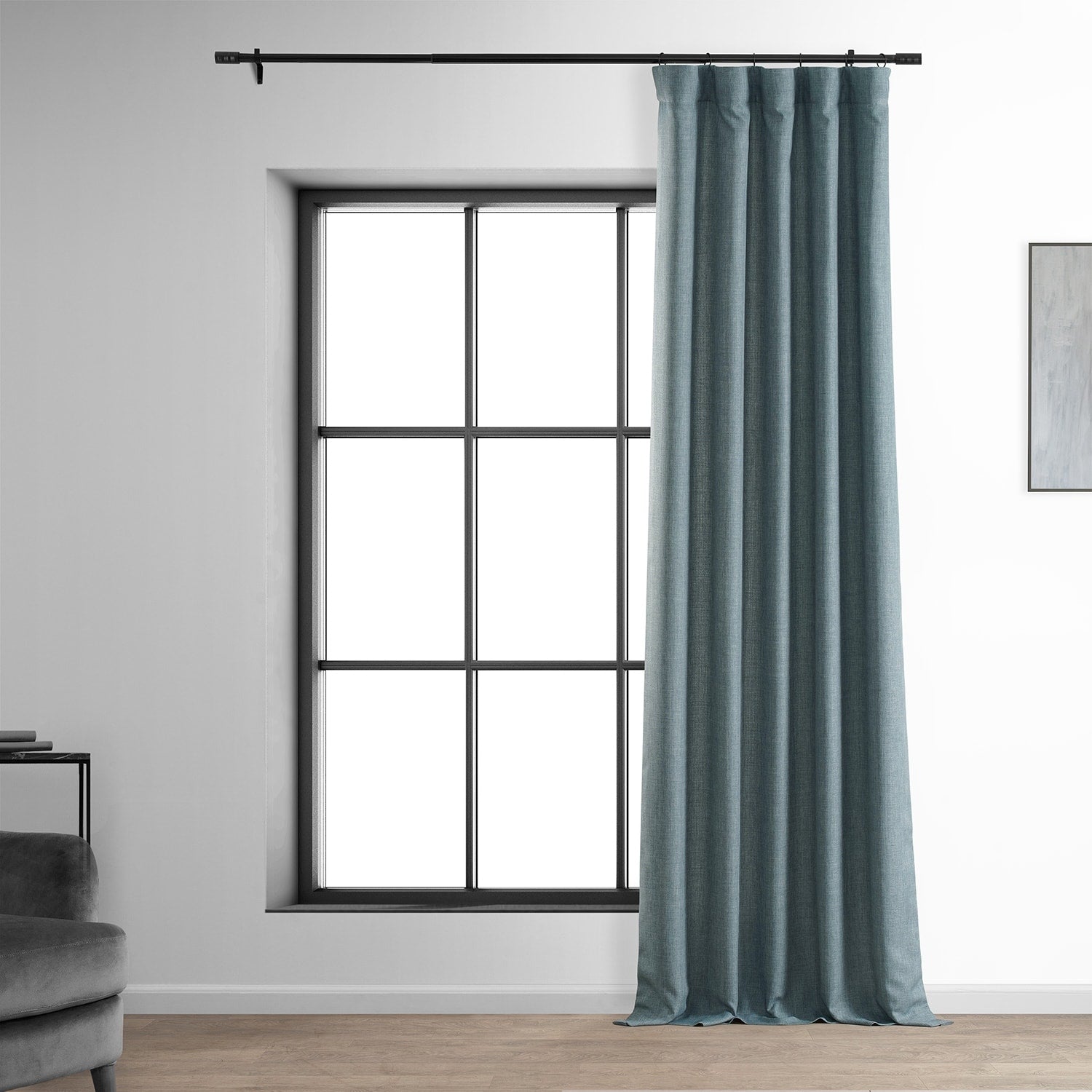 Exclusive Fabrics Italian Faux Linen Room Darkening Curtains for Bedroom & Living Room Curtains - Single Panel Window Curtains