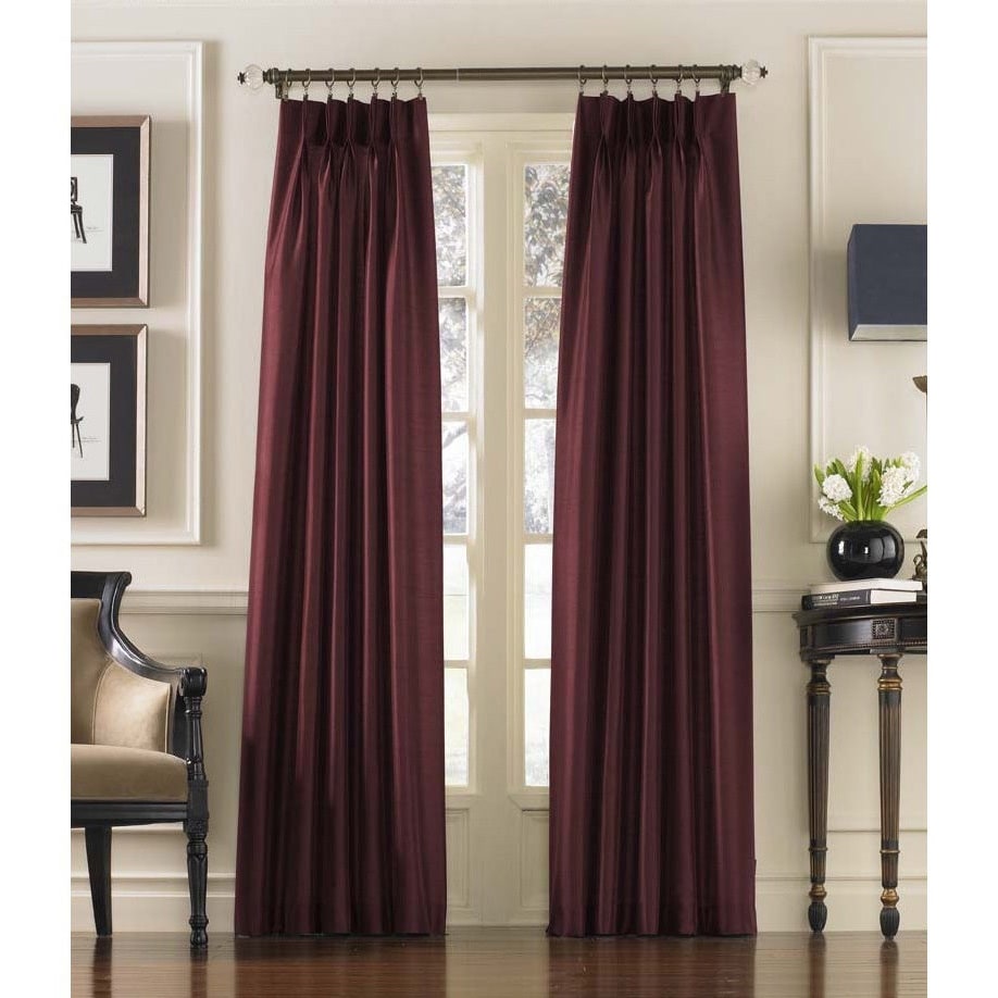 Marquee Faux Silk Pinch-pleat Solid Single Curtain Panel