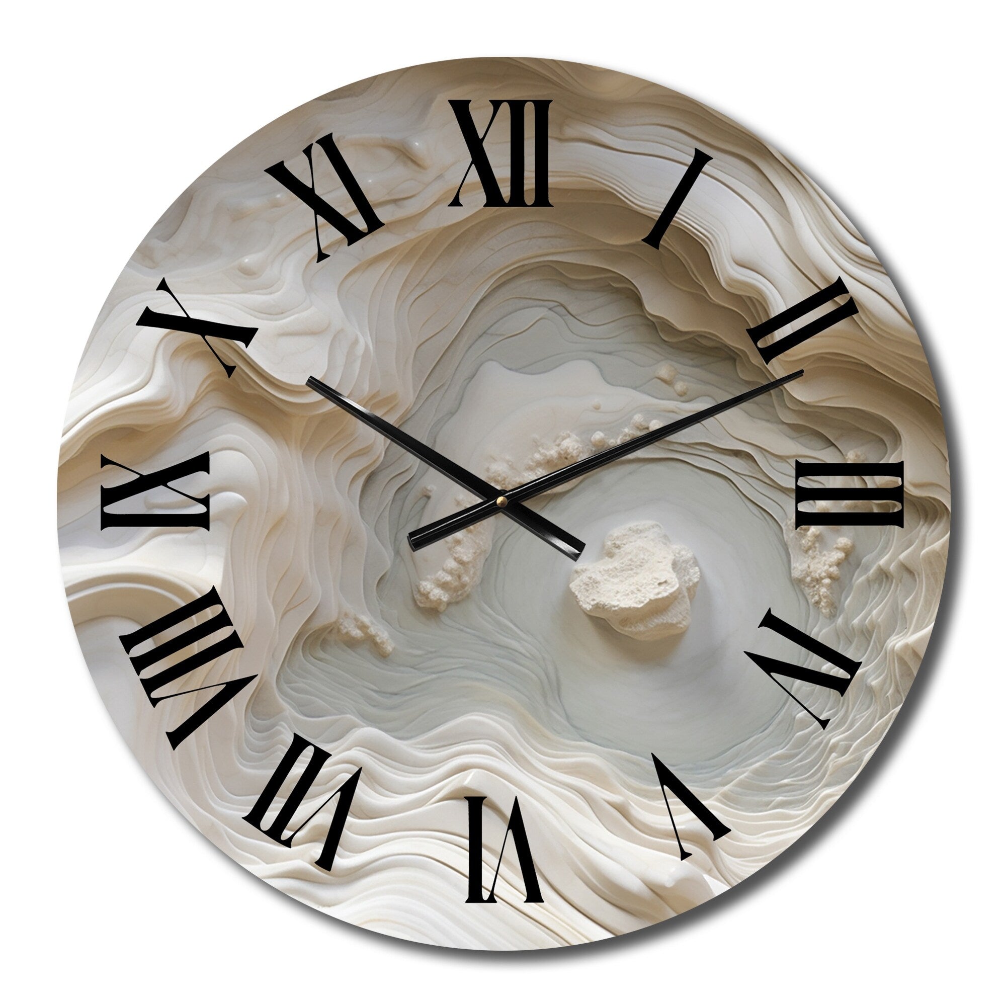 Designart Cream Spiral Nebula II Abstract Spirals Oversized Wall Clock