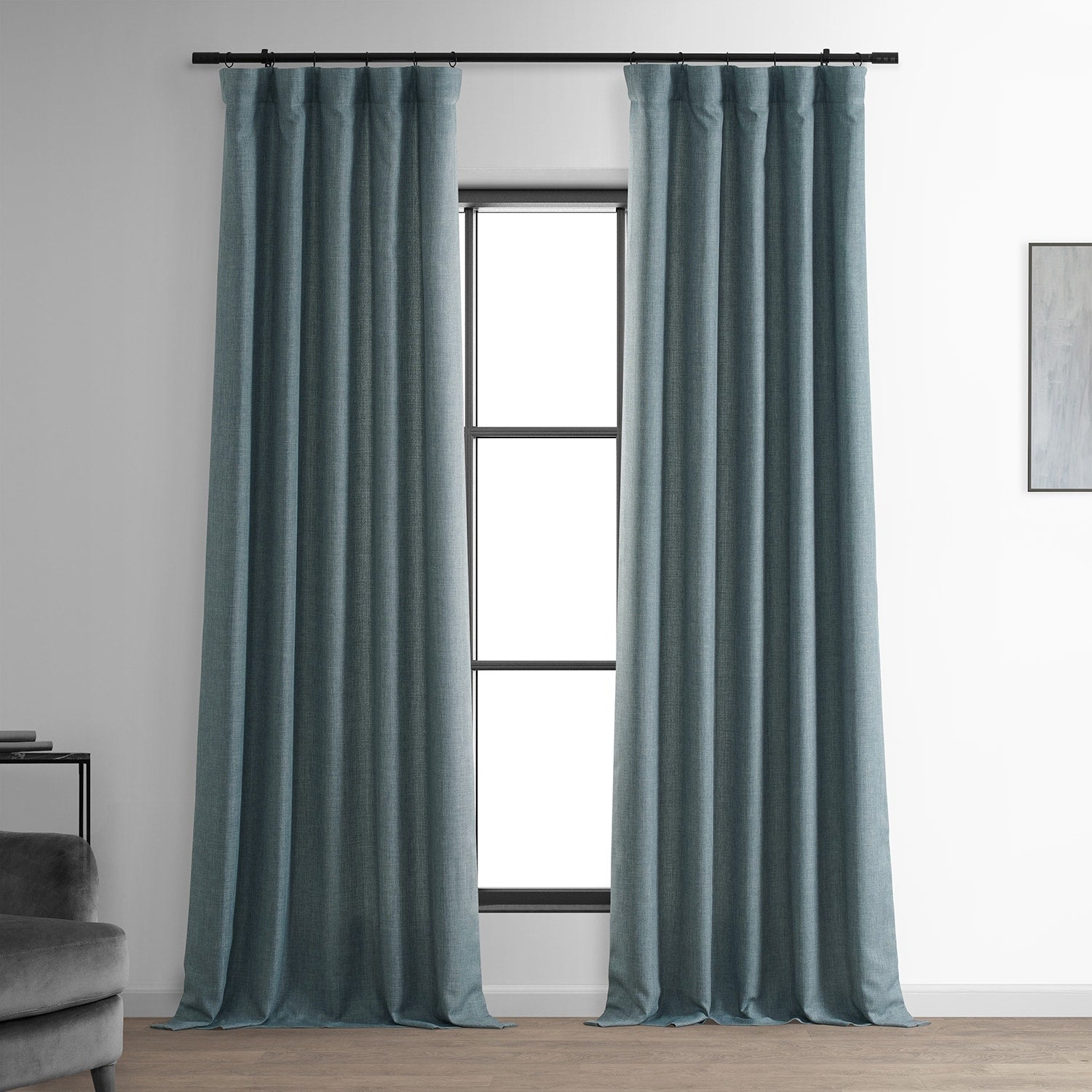 Exclusive Fabrics Italian Faux Linen Room Darkening Curtains for Bedroom & Living Room Curtains - Single Panel Window Curtains