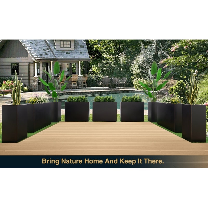 Metallic Heavy Planter for Outdoor Plants, 38Lx10Wx30H Inches Tall and Long Metal Divider Planter Box - 38x30x10