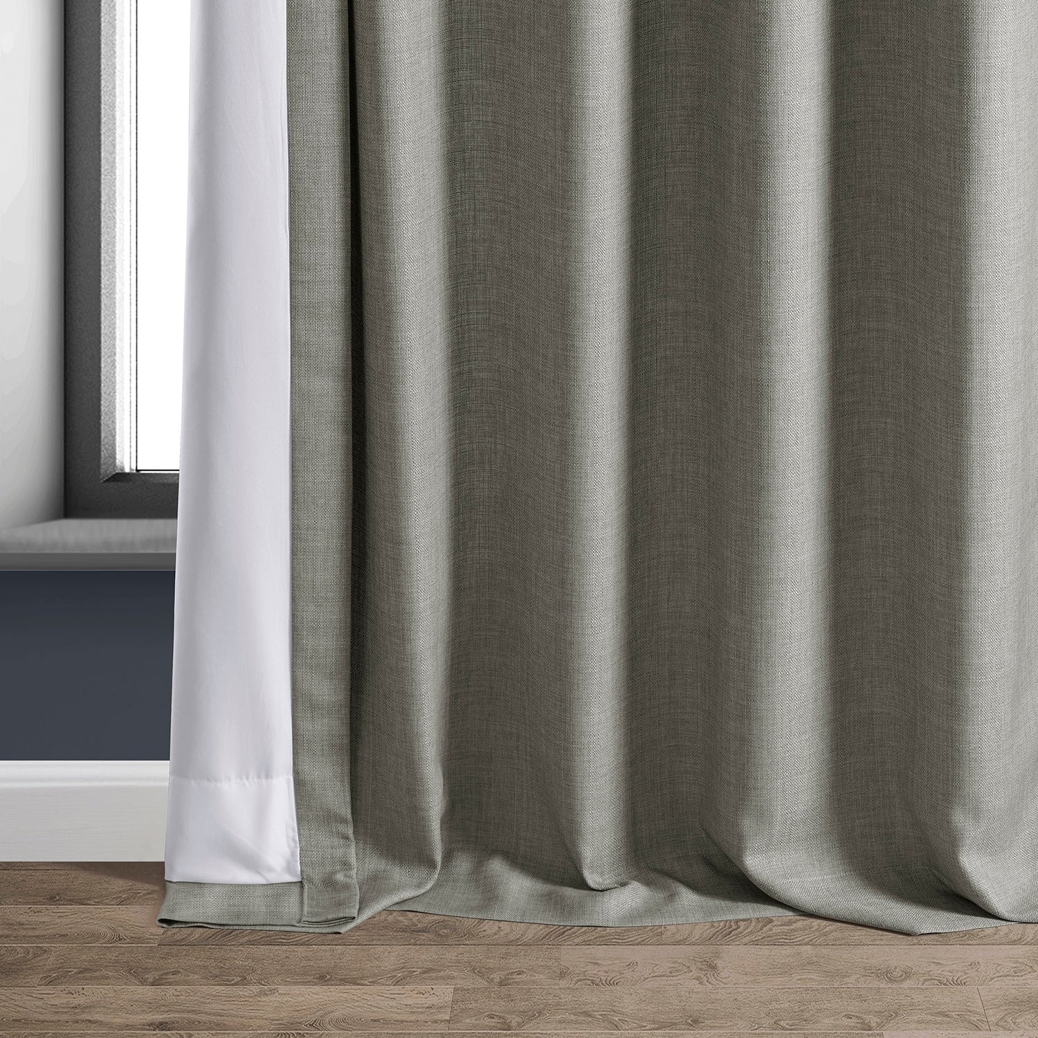 Exclusive Fabrics Italian Faux Linen Room Darkening Curtains for Bedroom & Living Room Curtains - Single Panel Window Curtains