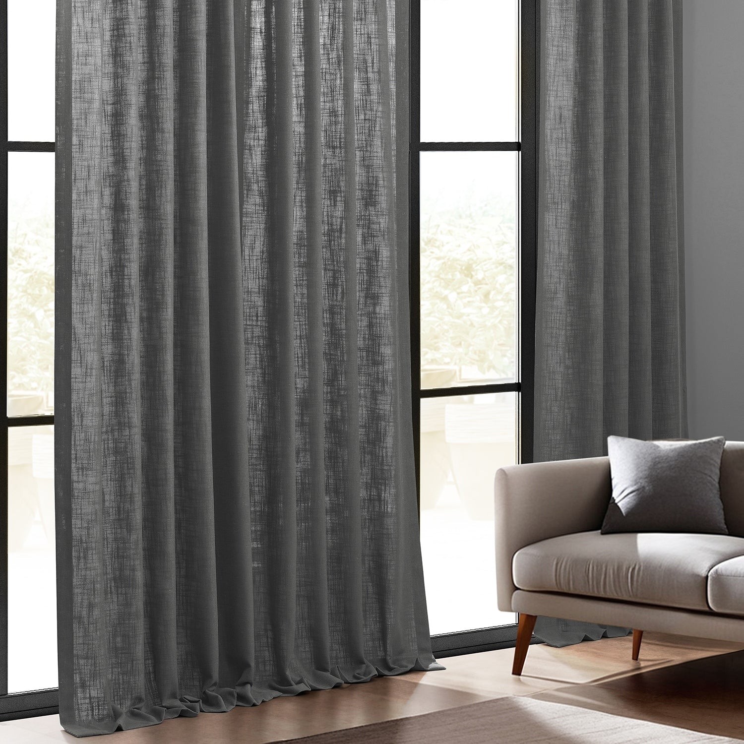 Exclusive Fabrics Heavy Faux Linen Light Filtering Curtains For Bedroom, Living Room (1 Panel)