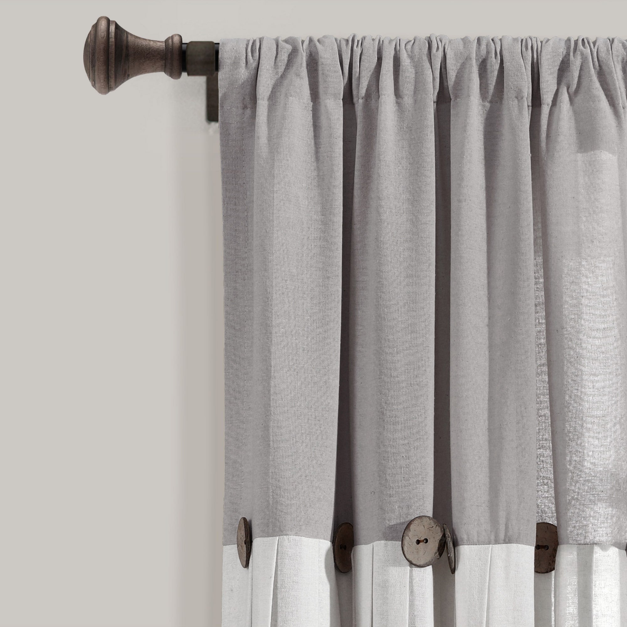 Lush Decor Linen Button Single Panel Window Curtain