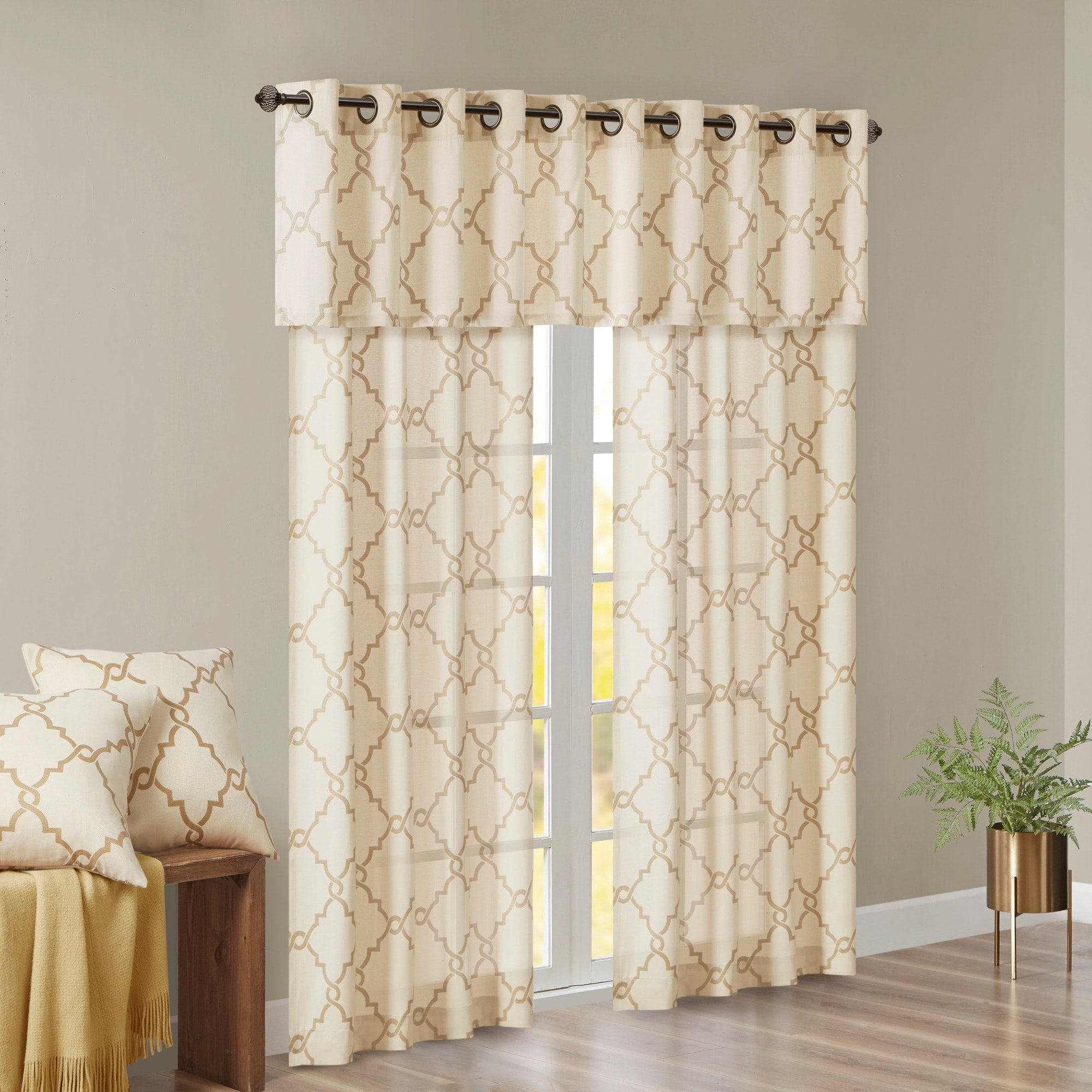 Madison Park Westmont Fretwork Print Grommet Top Window Single Curtain Panel