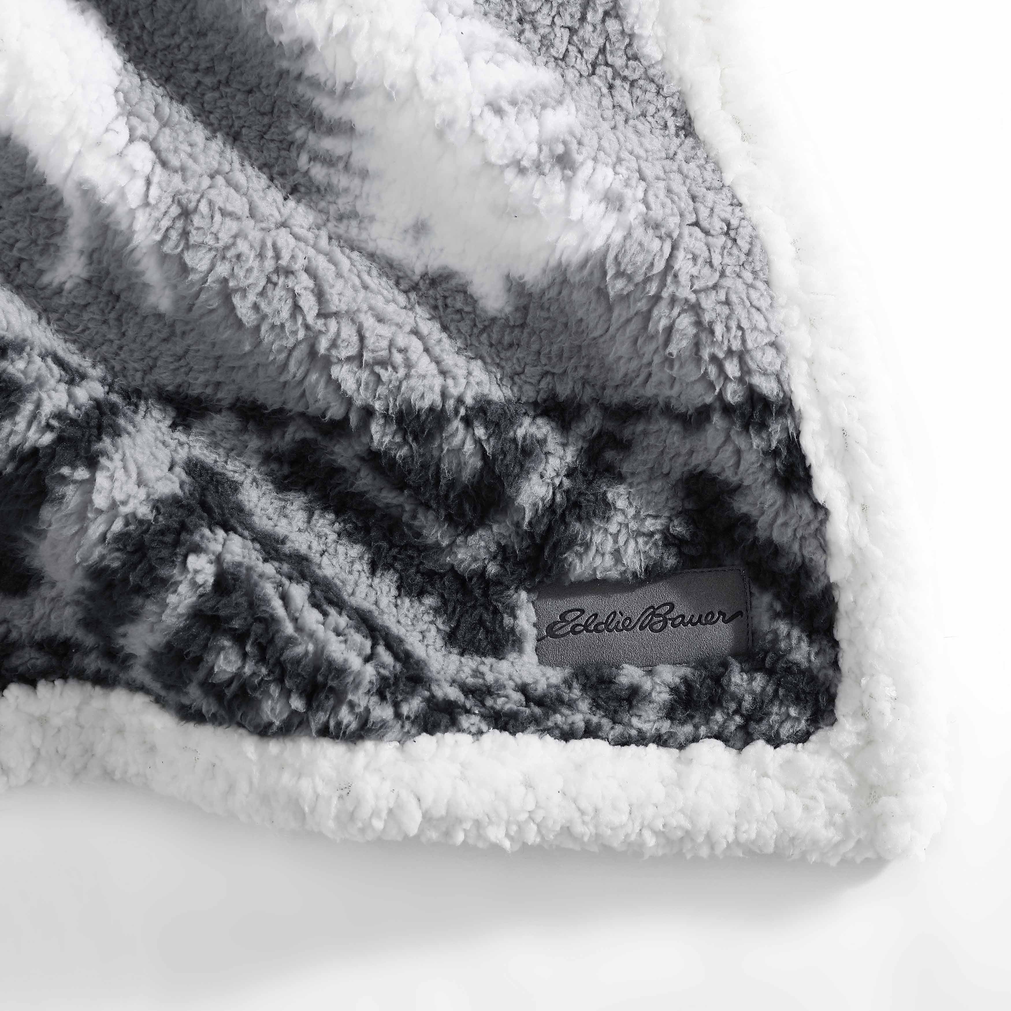 Eddie Bauer Printed Faux Shearling- Reversible Throw Blankets