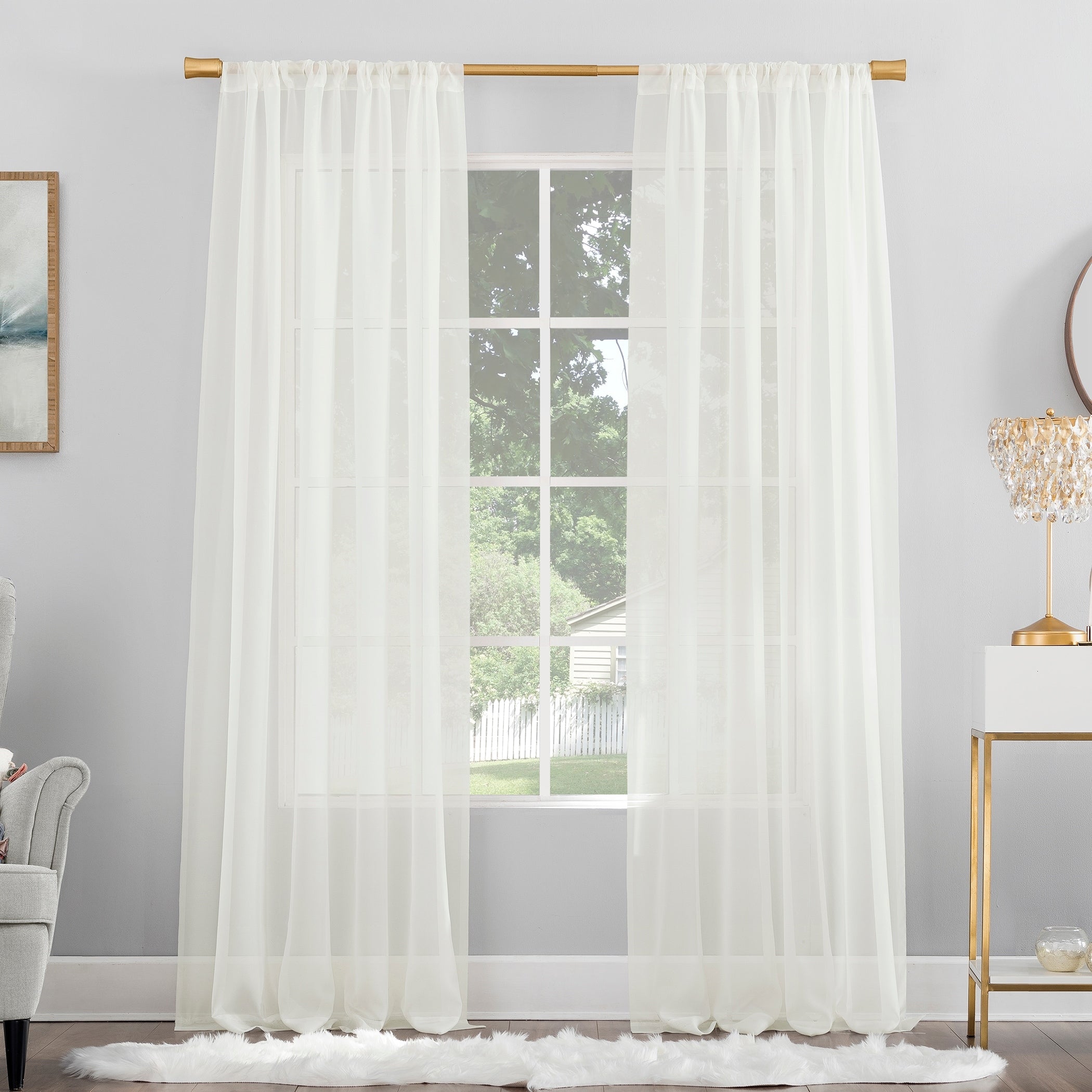 No. 918 Mallory Voile Sheer Rod Pocket Curtain Panel, Single Panel