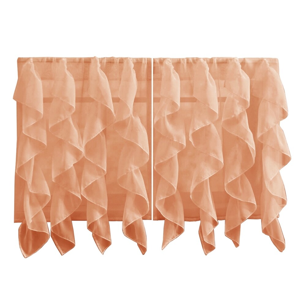 Sweet Home Collection Spice Vertical Ruffled Waterfall Valance and Curtain Tiers