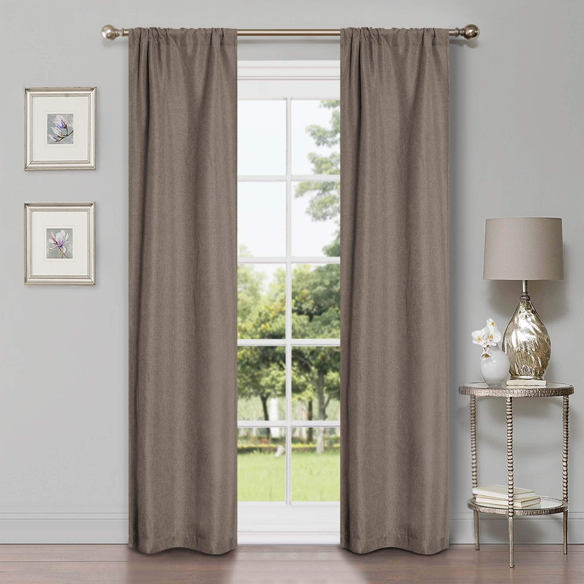 Superior Classic Linen Pattern Room Darkening Blackout Curtains, Rod Pocket or Grommets, Set of 2