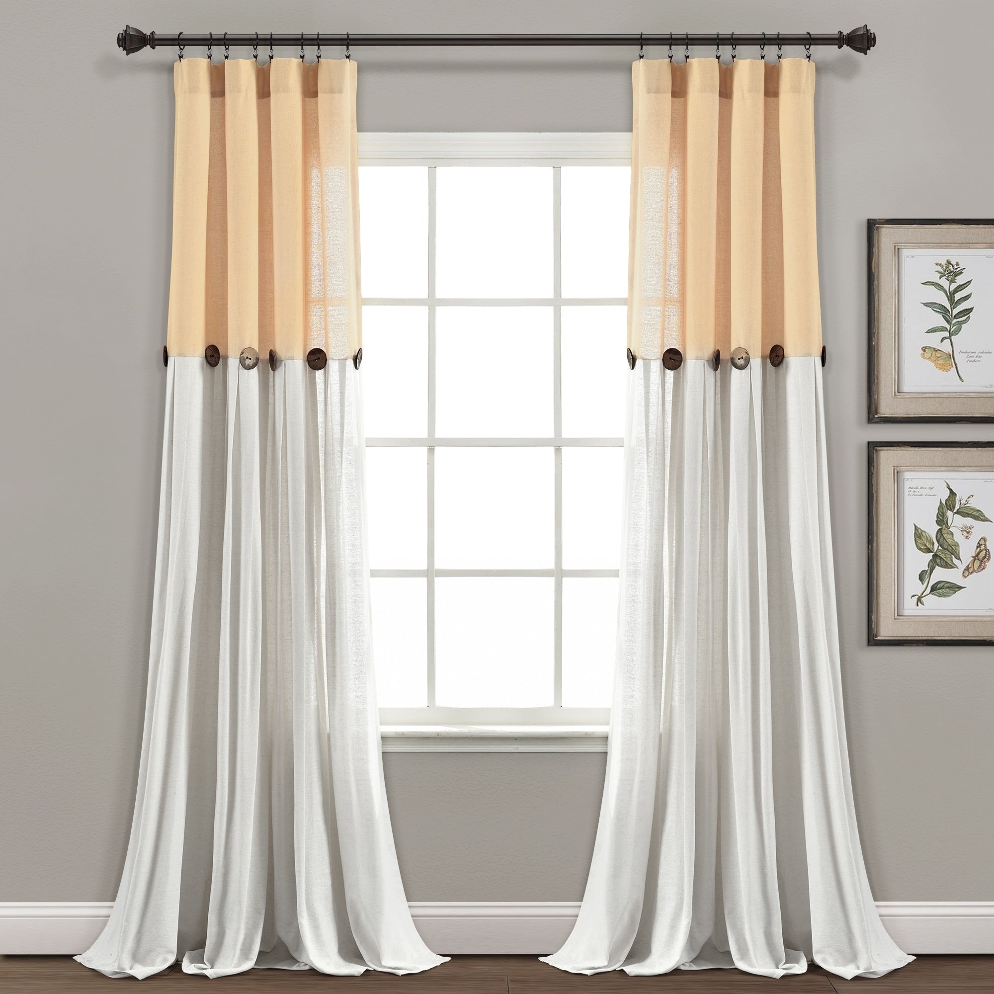 Lush Decor Linen Button Single Panel Window Curtain