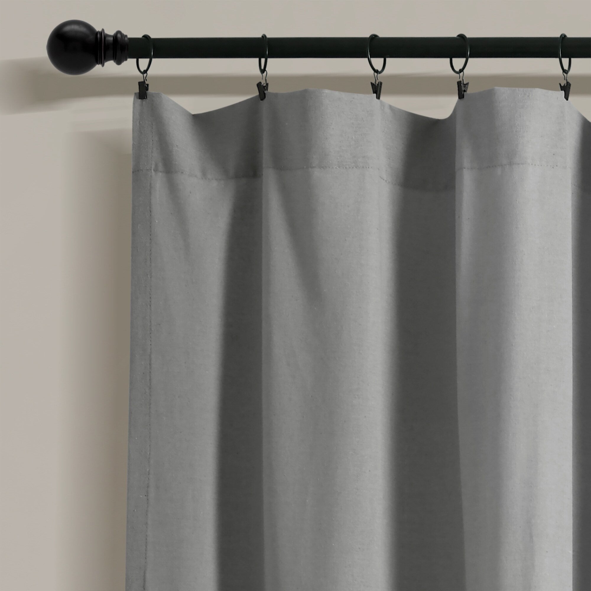 Lush Decor Linen Button Single Panel Window Curtain