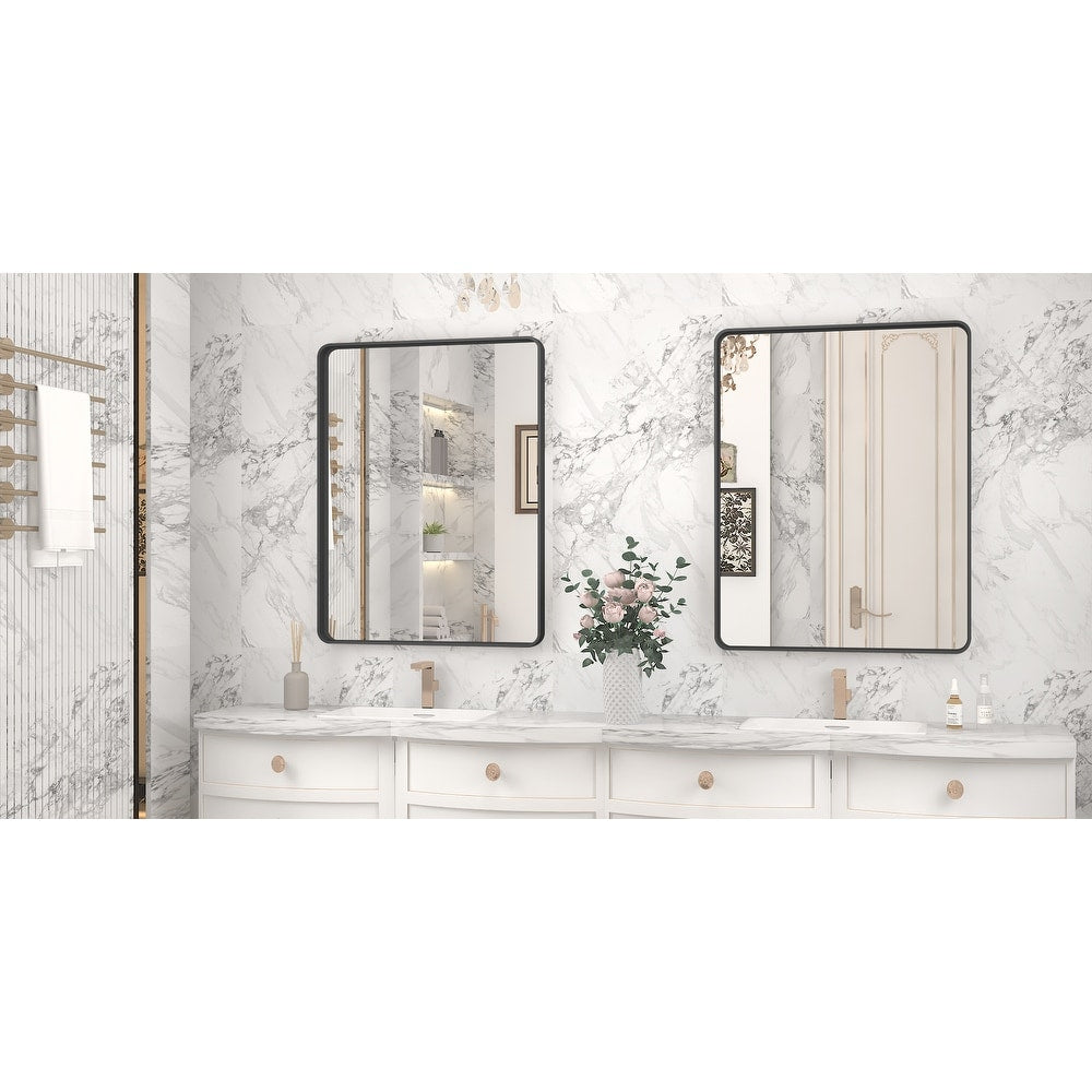 Apmir Metal Frame Tempered Glass Bathroom Vanity Mirror for Wall, Cloakroom, Bedroom