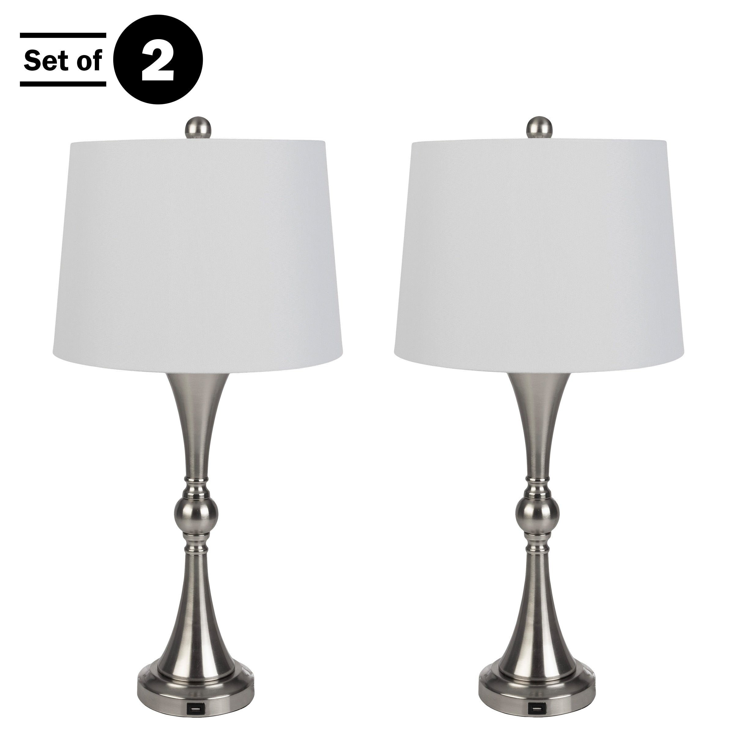 Lavish Home Table Lamps Set with USB Ports