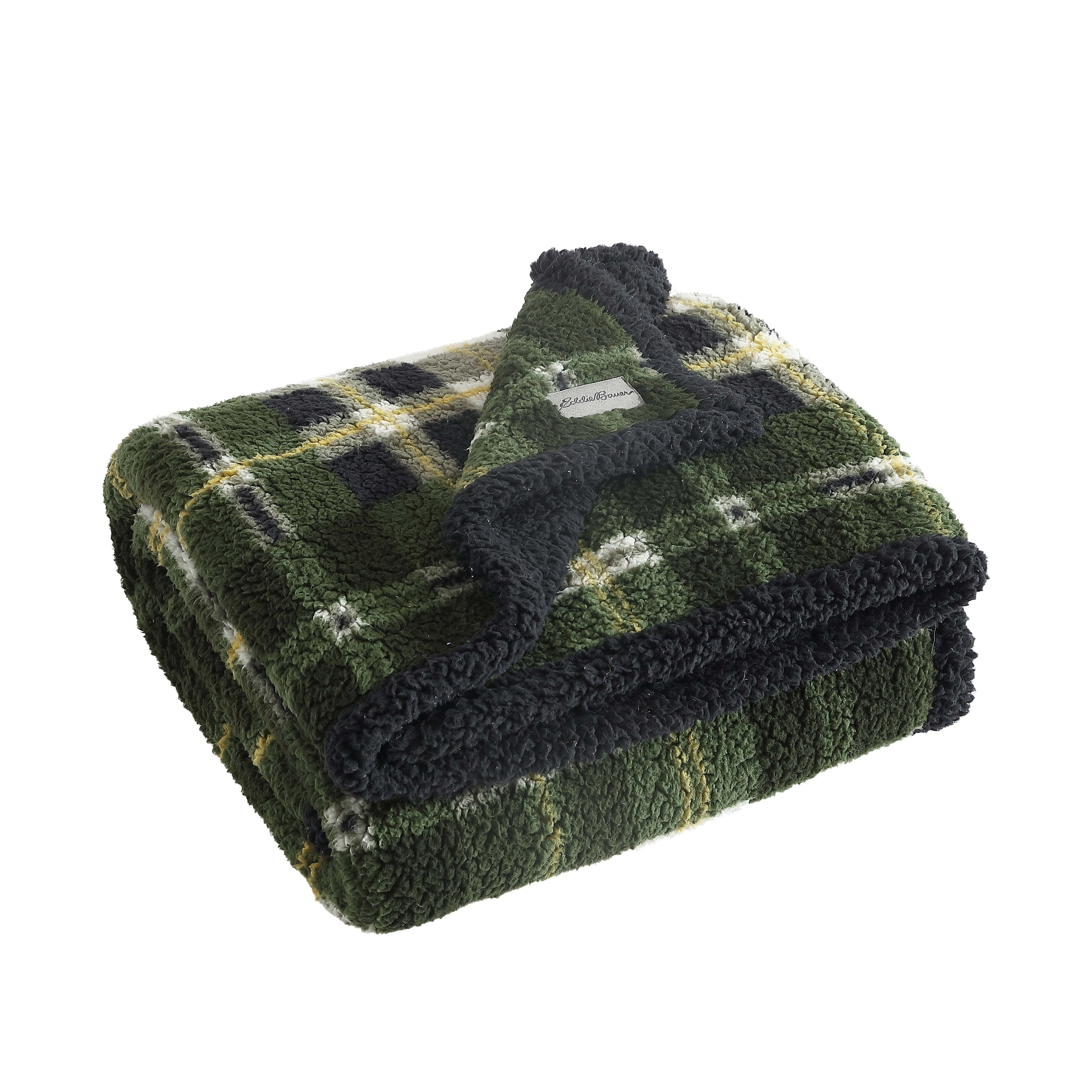 Eddie Bauer Printed Faux Shearling- Reversible Throw Blankets