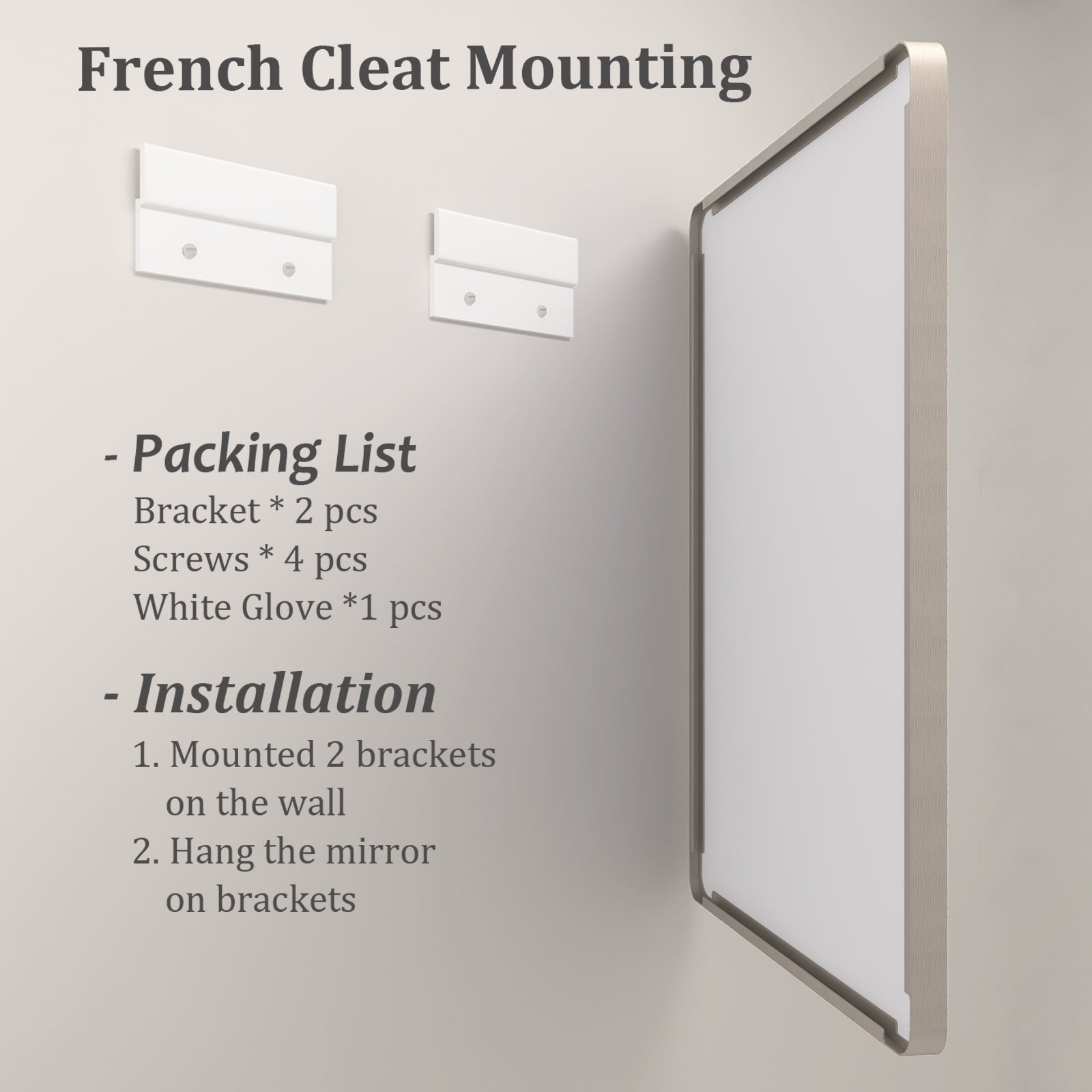 Apmir Metal Frame Tempered Glass Bathroom Vanity Mirror for Wall, Cloakroom, Bedroom