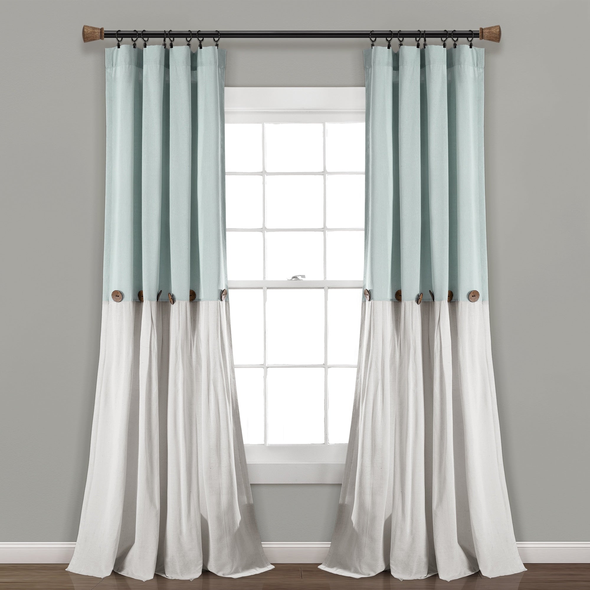 Lush Decor Linen Button Single Panel Window Curtain