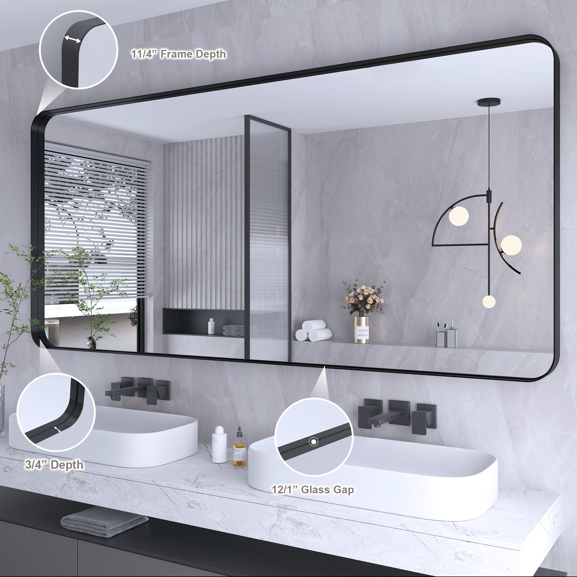 Framed Wall Mounted Bathroom Vanity Mirror