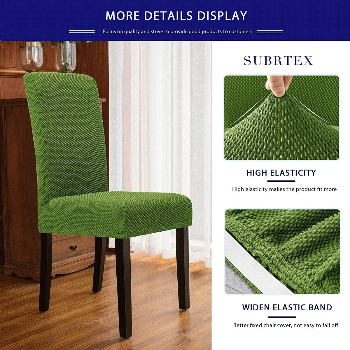 Subrtex 4 PCS Stretch Dining Chair Slipcover Textured Grain Cover