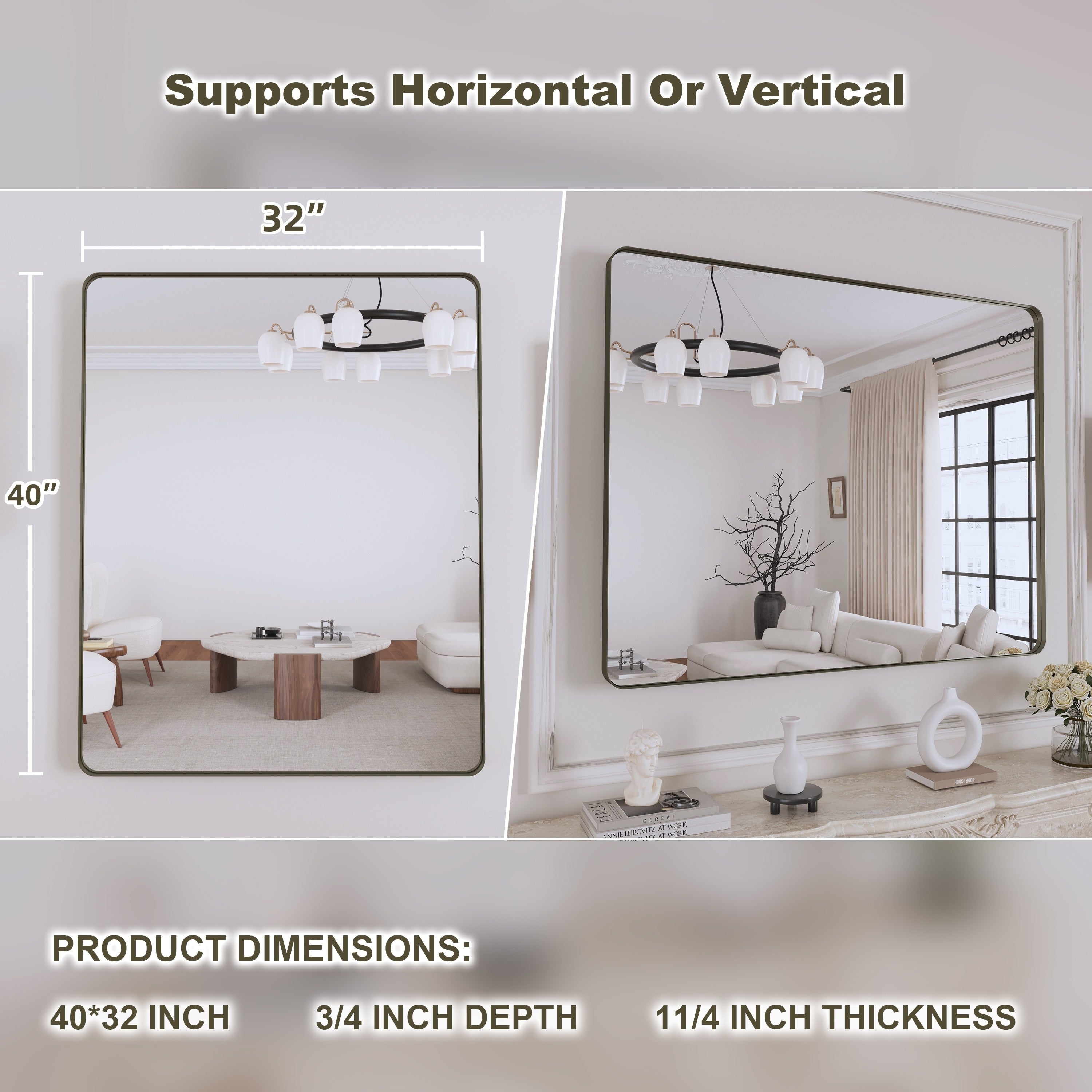 Framed Wall Mounted Bathroom Vanity Mirror