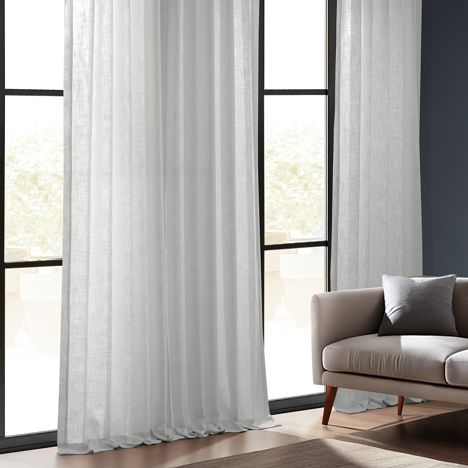 Exclusive Fabrics Heavy Faux Linen Light Filtering Curtains For Bedroom, Living Room (1 Panel)