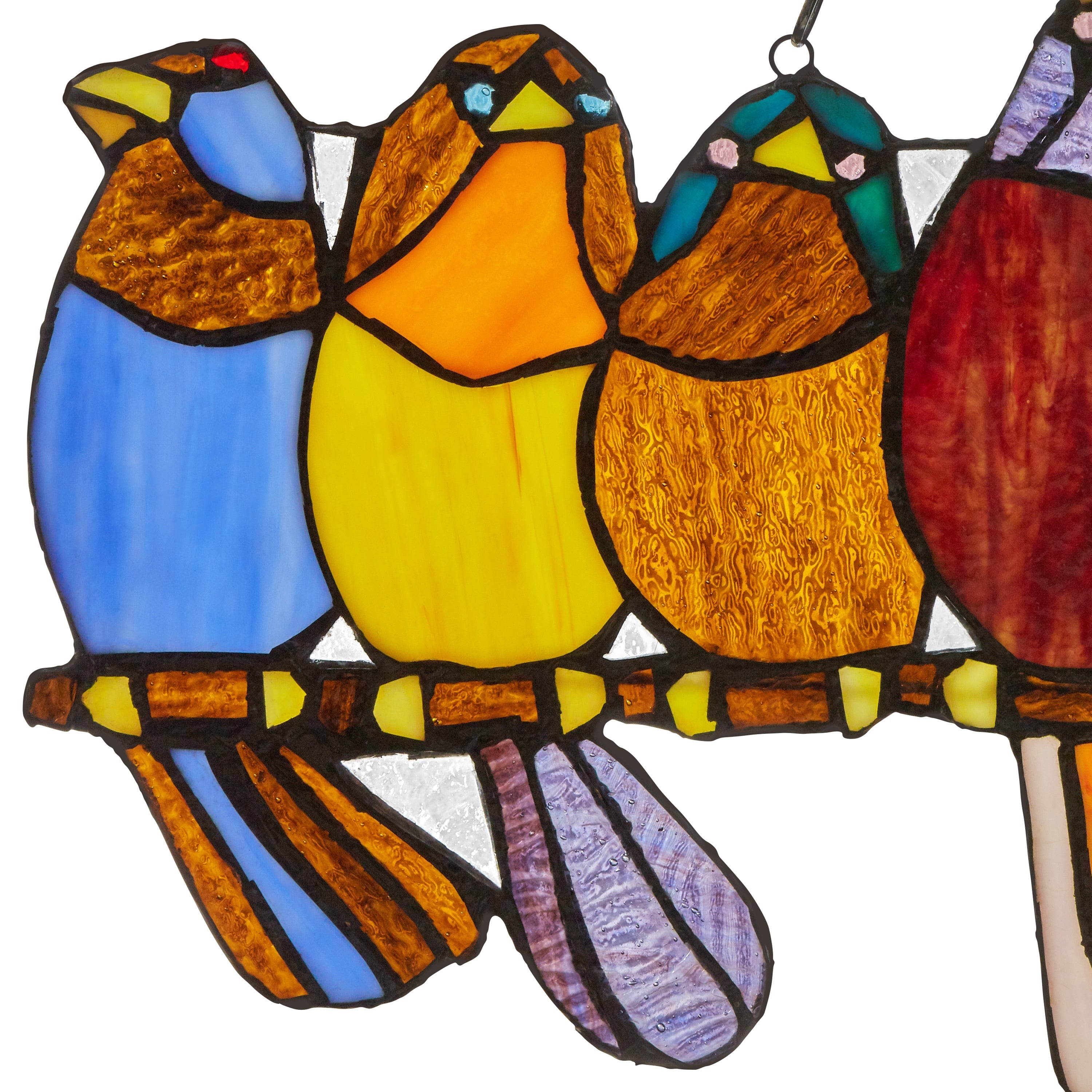 River of Goods Stained Glass 'Birds on Wire' 9.25-in. Window Panel - 24.25L x 0.25W x 9.5H