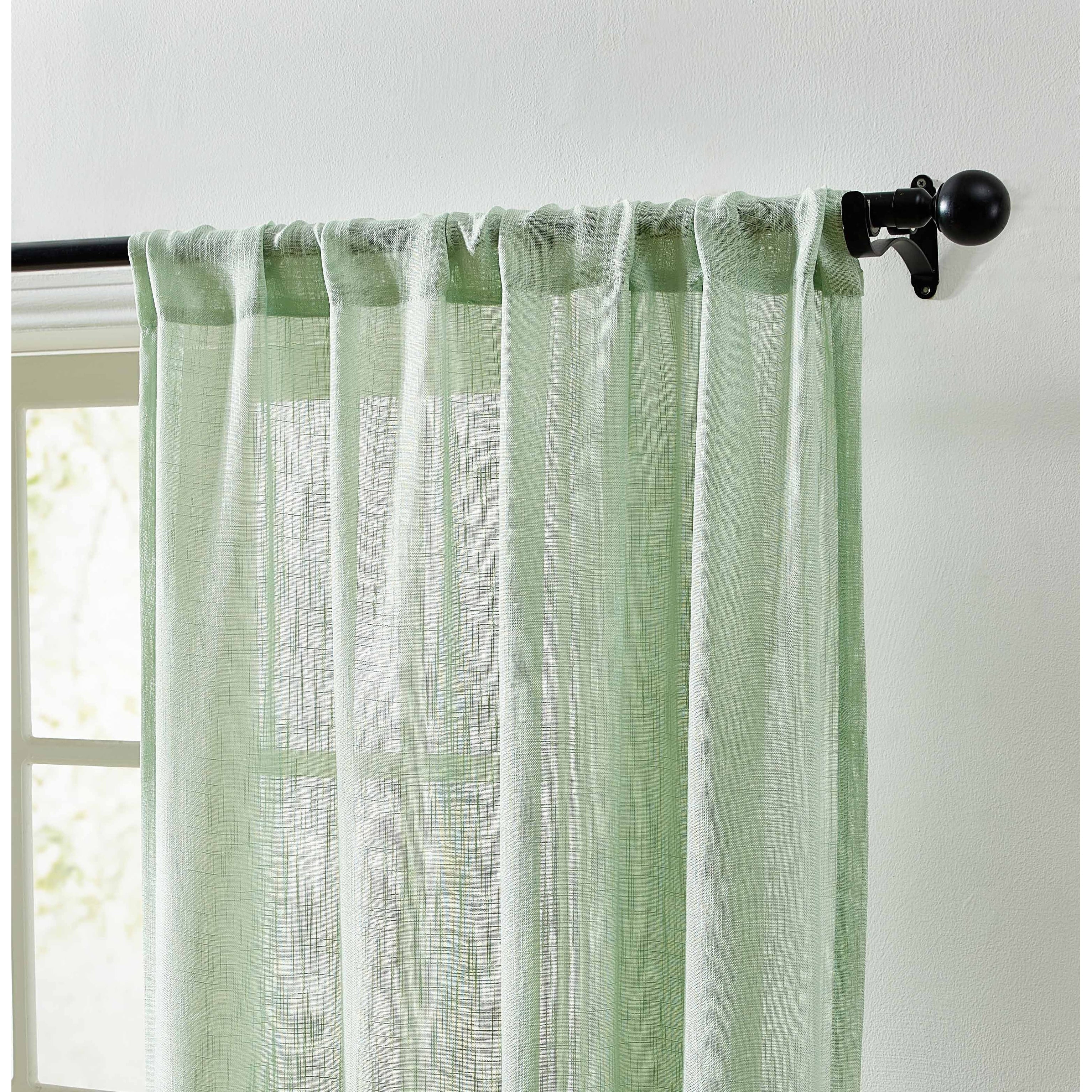 HLC.me Linda Faux Linen Textured Semi Sheer Privacy Sun Light Filtering Window Rod Pocket Curtains Panels, 2 Panel