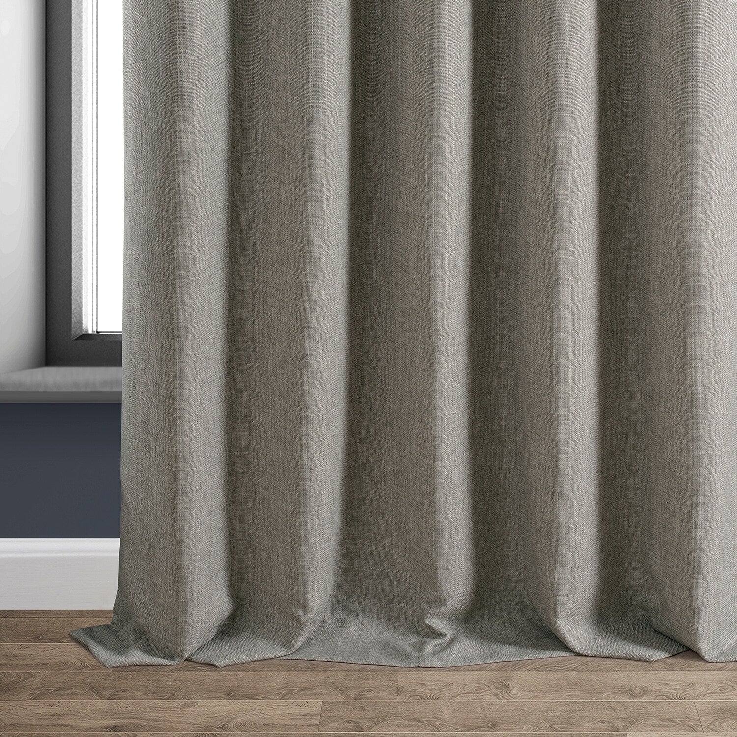 Exclusive Fabrics Faux Linen 100% Blackout Curtains Heat and Light Blocking - (1 Panel)