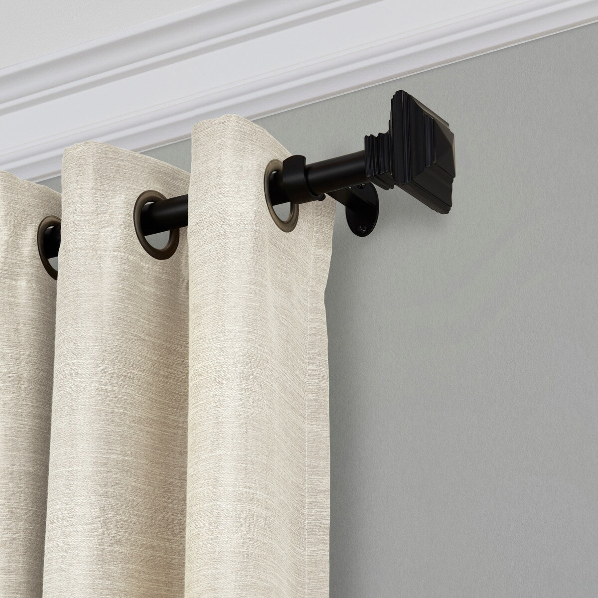 Elrene Florence Window Curtain Rod and Stacked Squares Shaped Finial