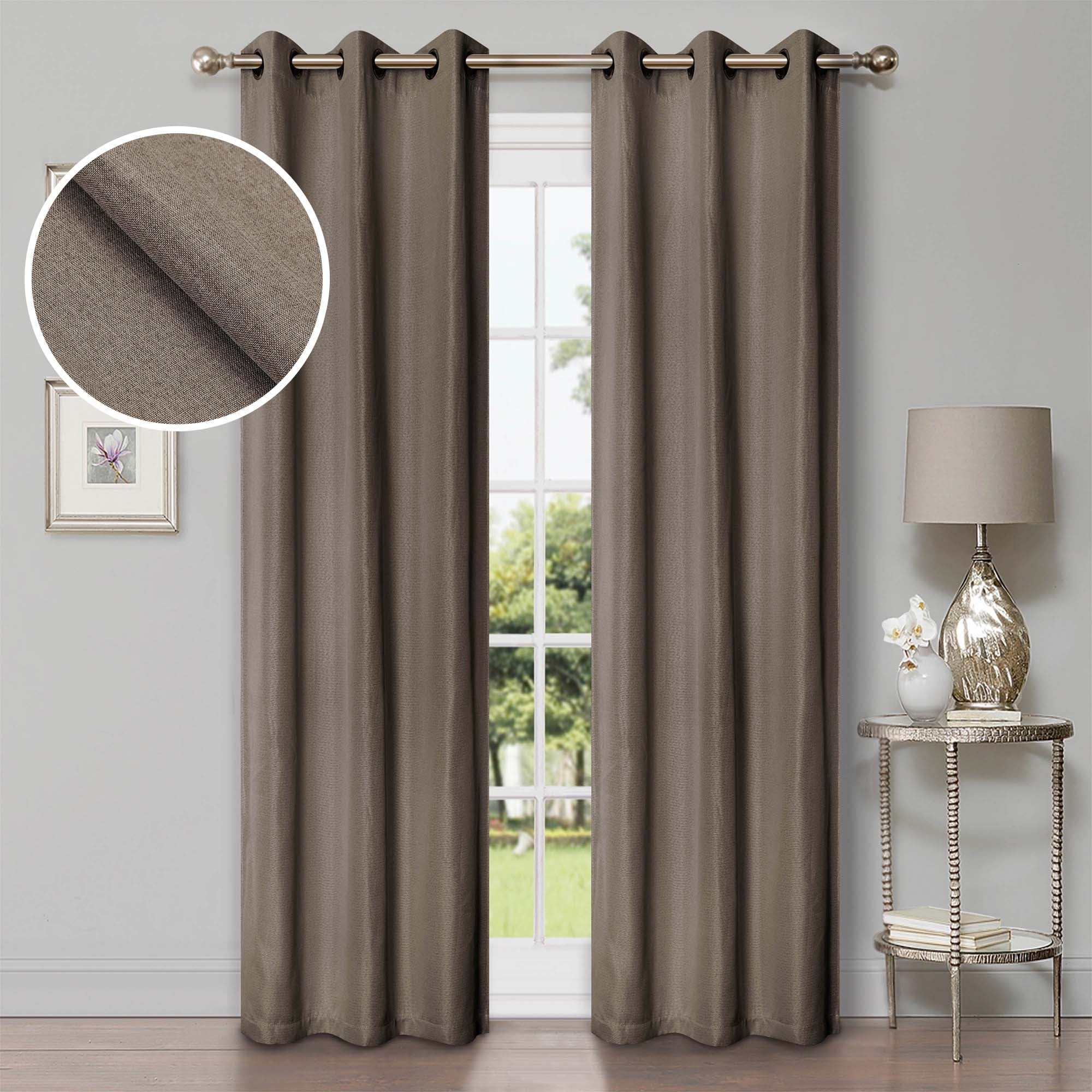 Superior Classic Linen Pattern Room Darkening Blackout Curtains, Rod Pocket or Grommets, Set of 2