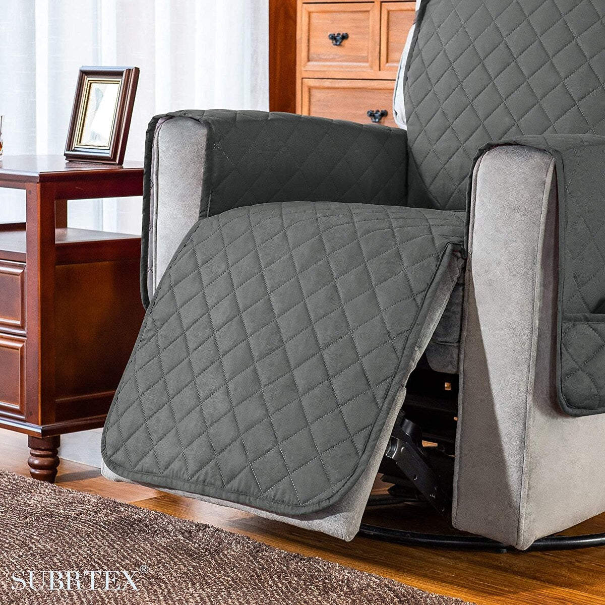 Subrtex Reversible Recliner Sofa Slipcover With Pockets