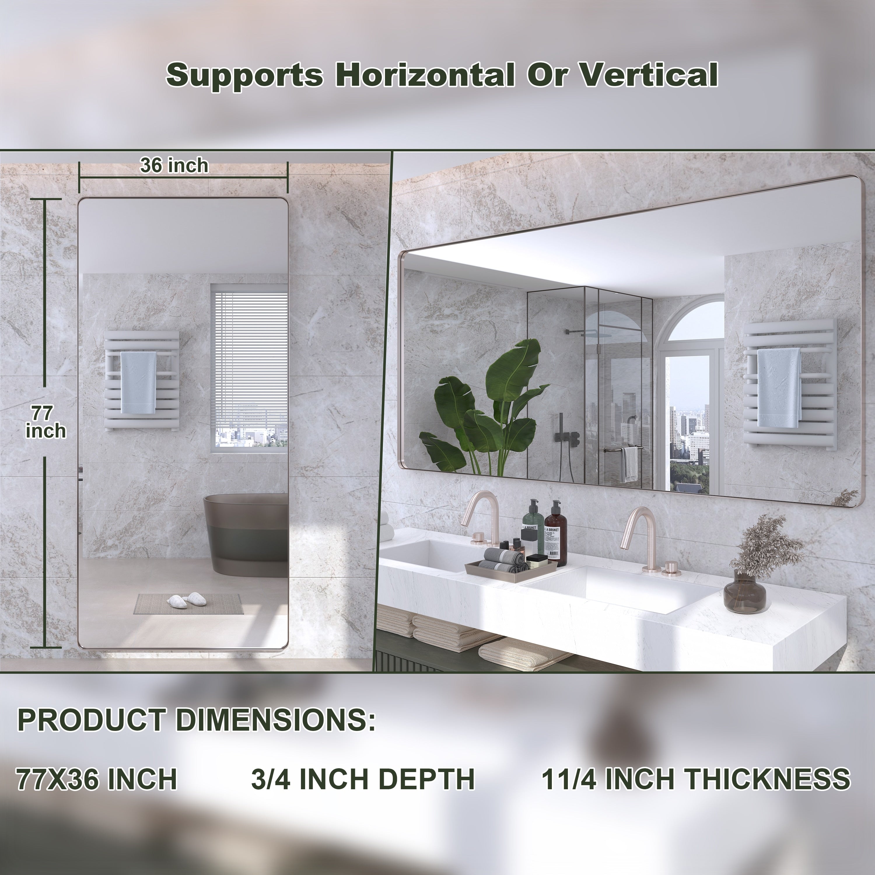 Framed Wall Mounted Bathroom Vanity Mirror