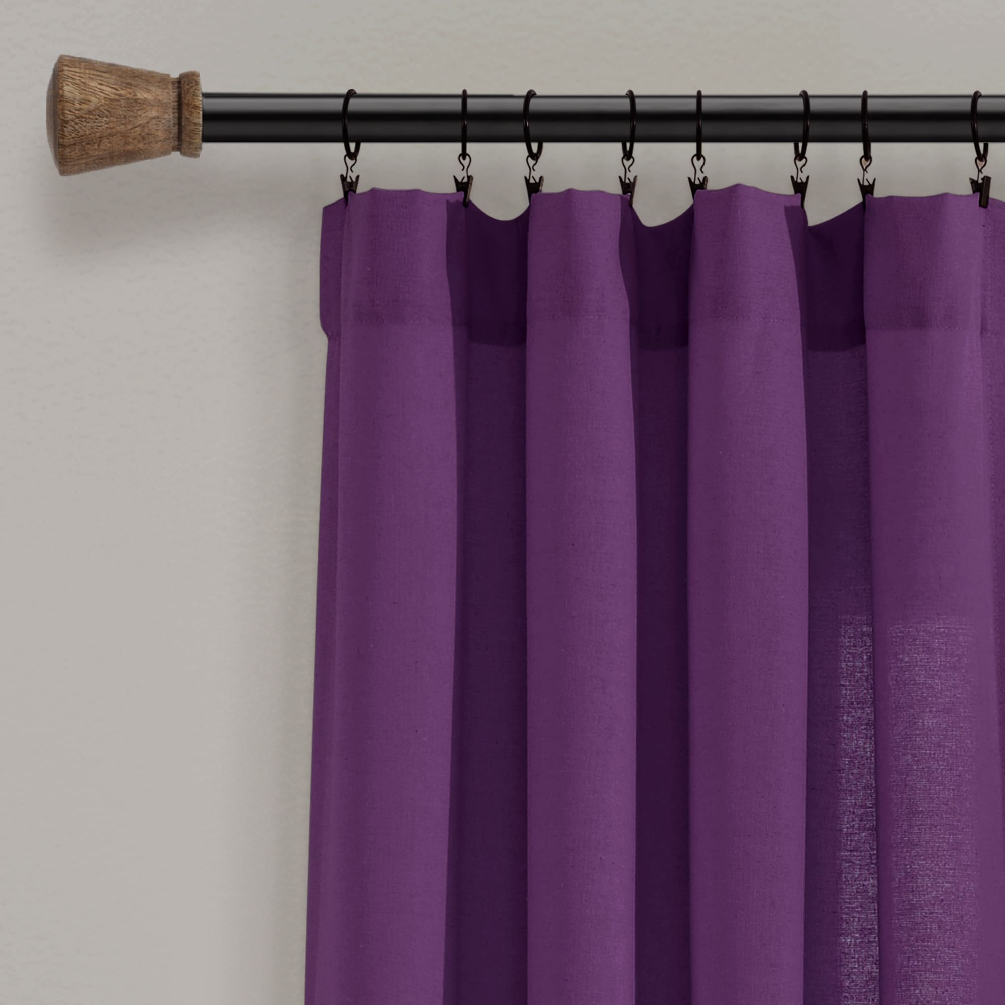 Lush Decor Linen Button Single Panel Window Curtain