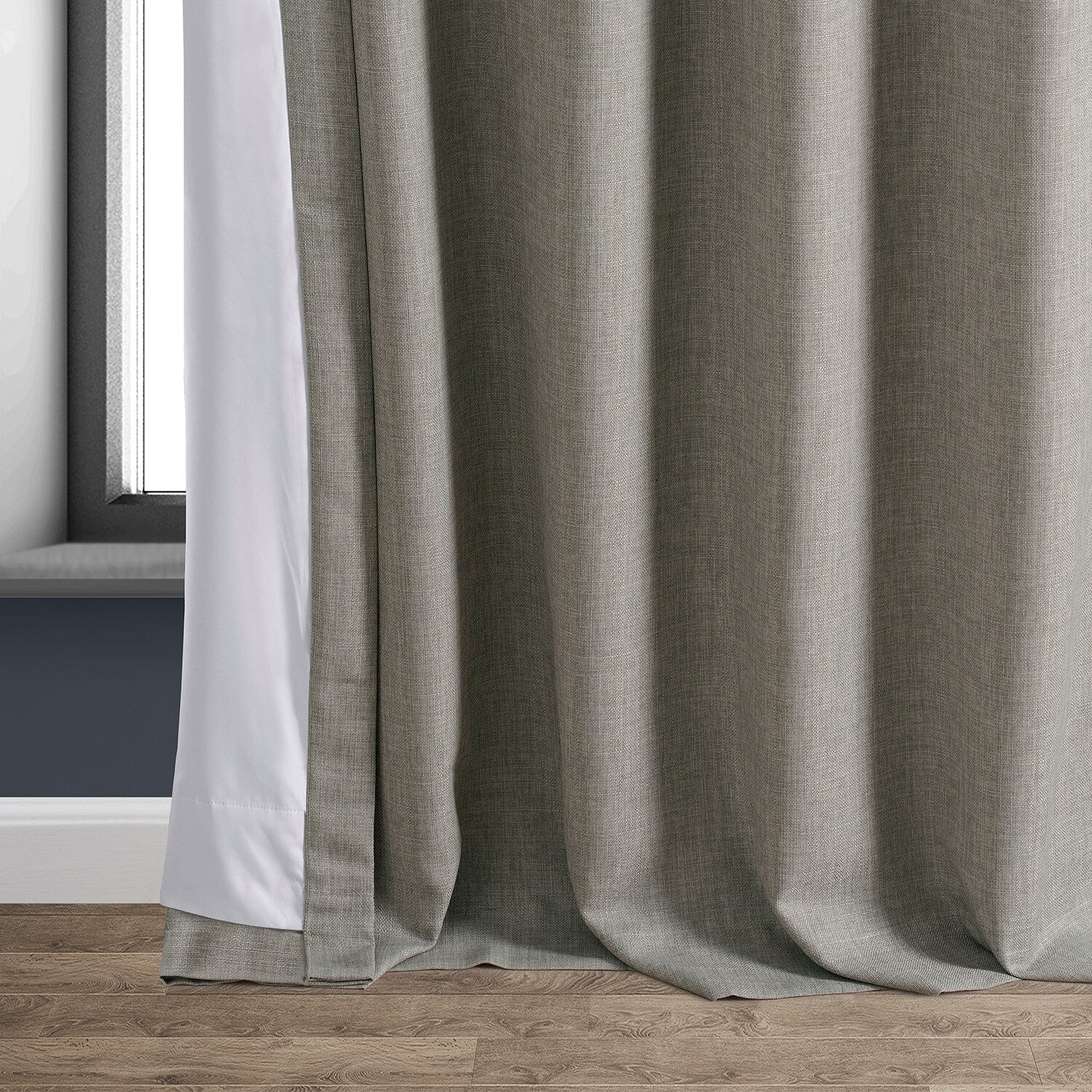 Exclusive Fabrics Faux Linen 100% Blackout Curtains Heat and Light Blocking - (1 Panel)