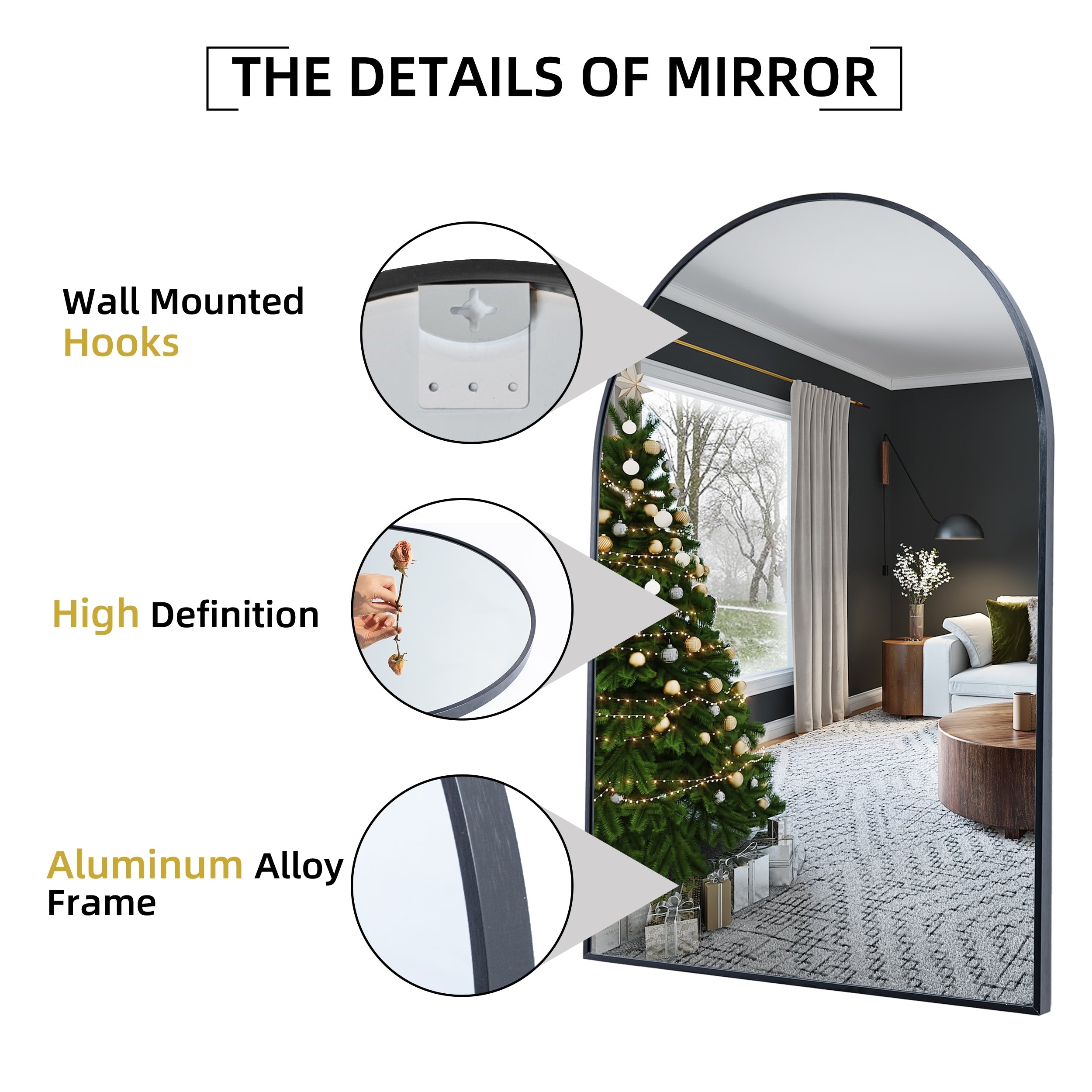 36x 24 2 Pack Arched Bathroom Vanity Mirror,Wall Mounted Mirror