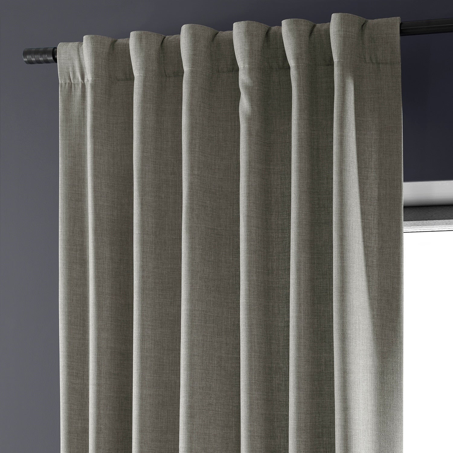 Exclusive Fabrics Italian Faux Linen Room Darkening Curtains for Bedroom & Living Room Curtains - Single Panel Window Curtains