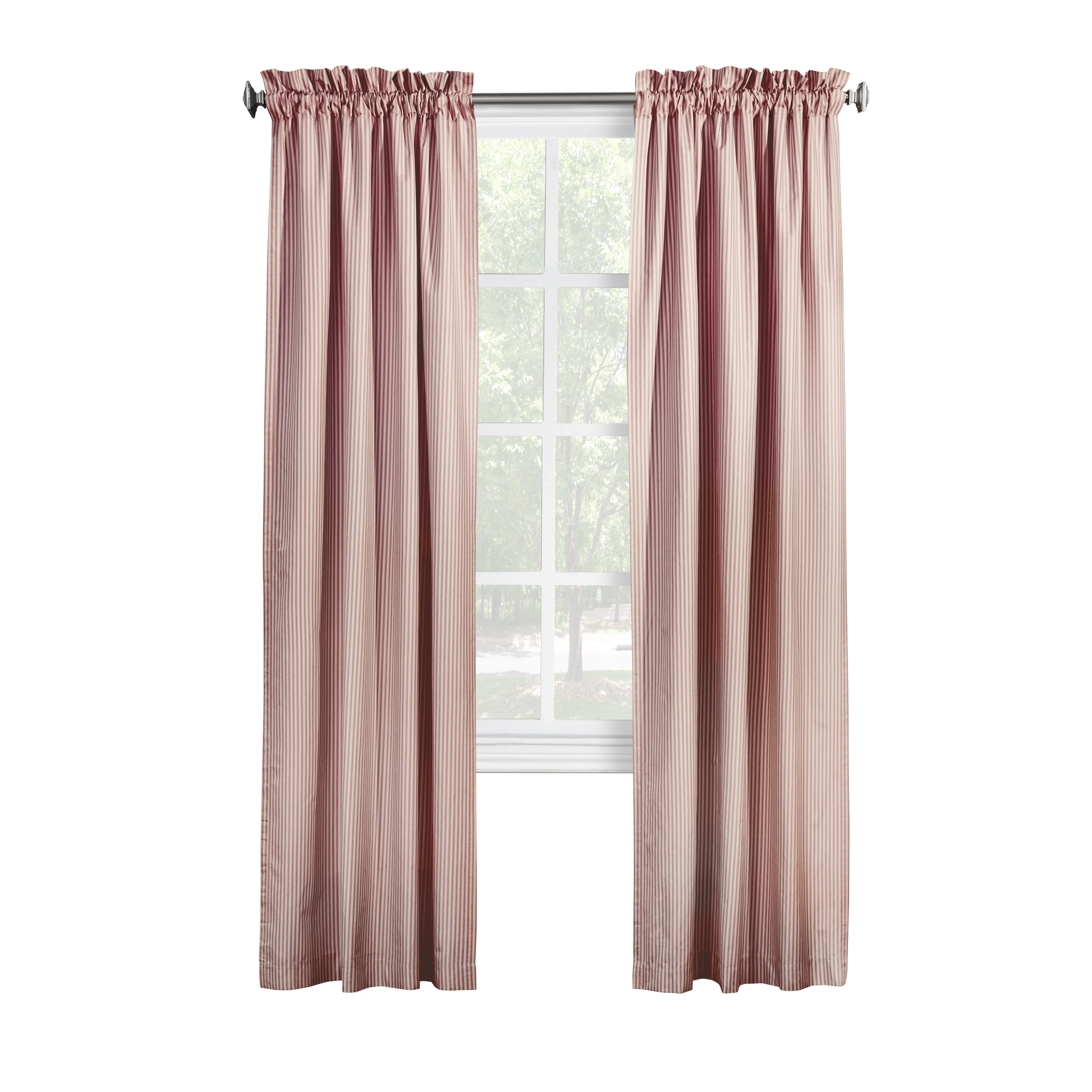 ThermaLogic Ticking Stripe Pole Top Window Curtain Panel Set