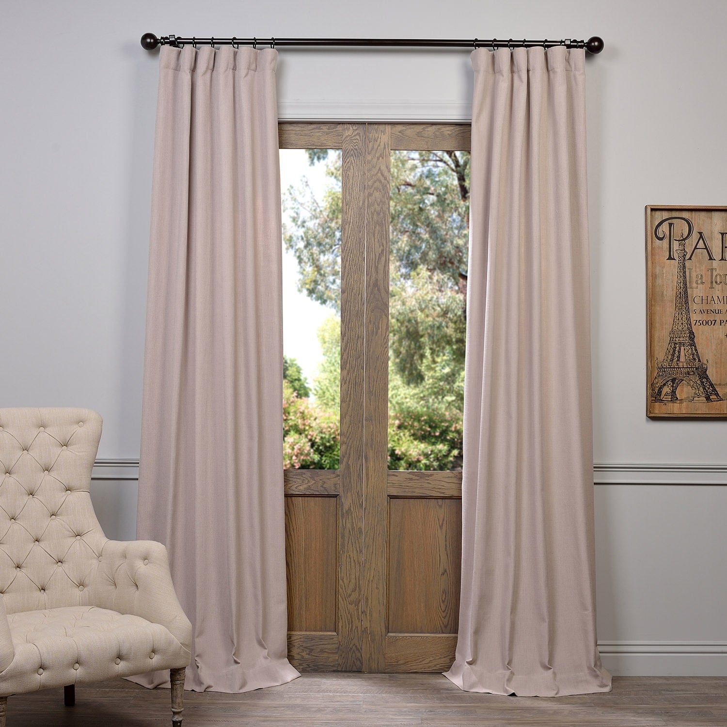 Exclusive Fabrics Heavy Faux Linen Light Filtering Curtains For Bedroom, Living Room (1 Panel)